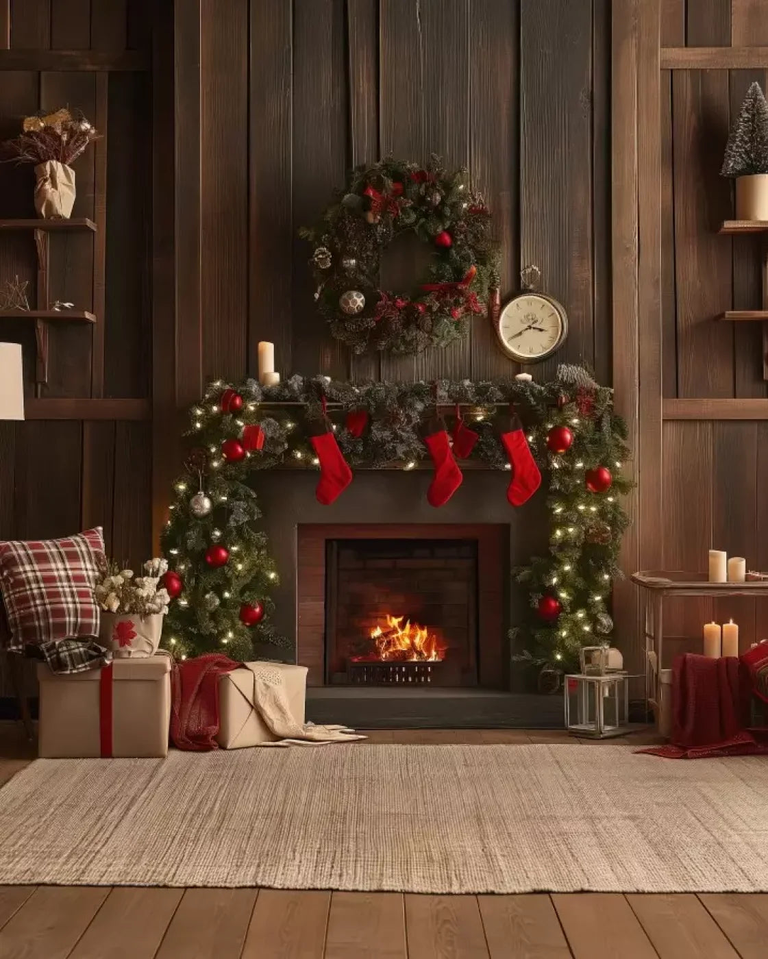 Cozy Cabin Christmas 8’X10’ Fleece (96 X 120 Inch) Backdrop