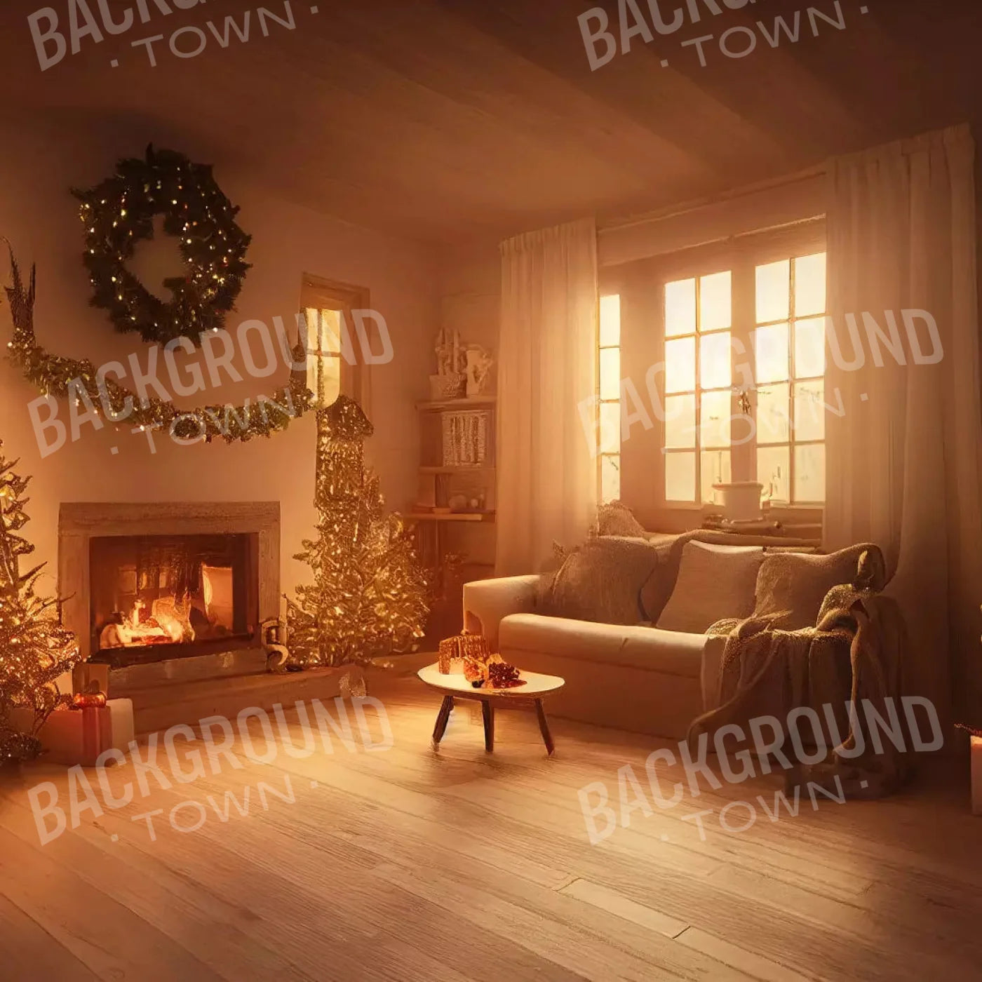 Cozy Christmas 10X10 Ultracloth ( 120 X Inch ) Backdrop