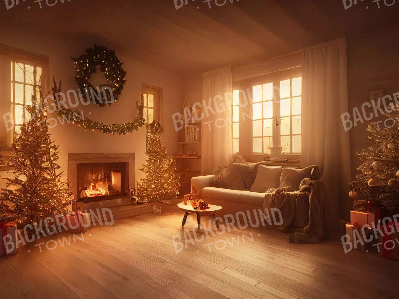 Cozy Christmas 10X8 Fleece ( 120 X 96 Inch ) Backdrop