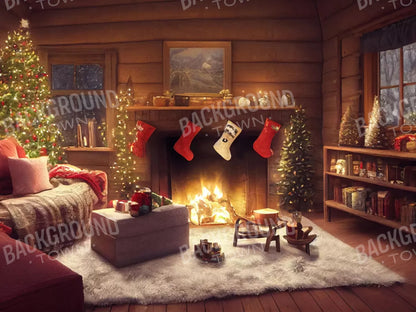Cozy Christmas Eve 10X8 Fleece ( 120 X 96 Inch ) Backdrop