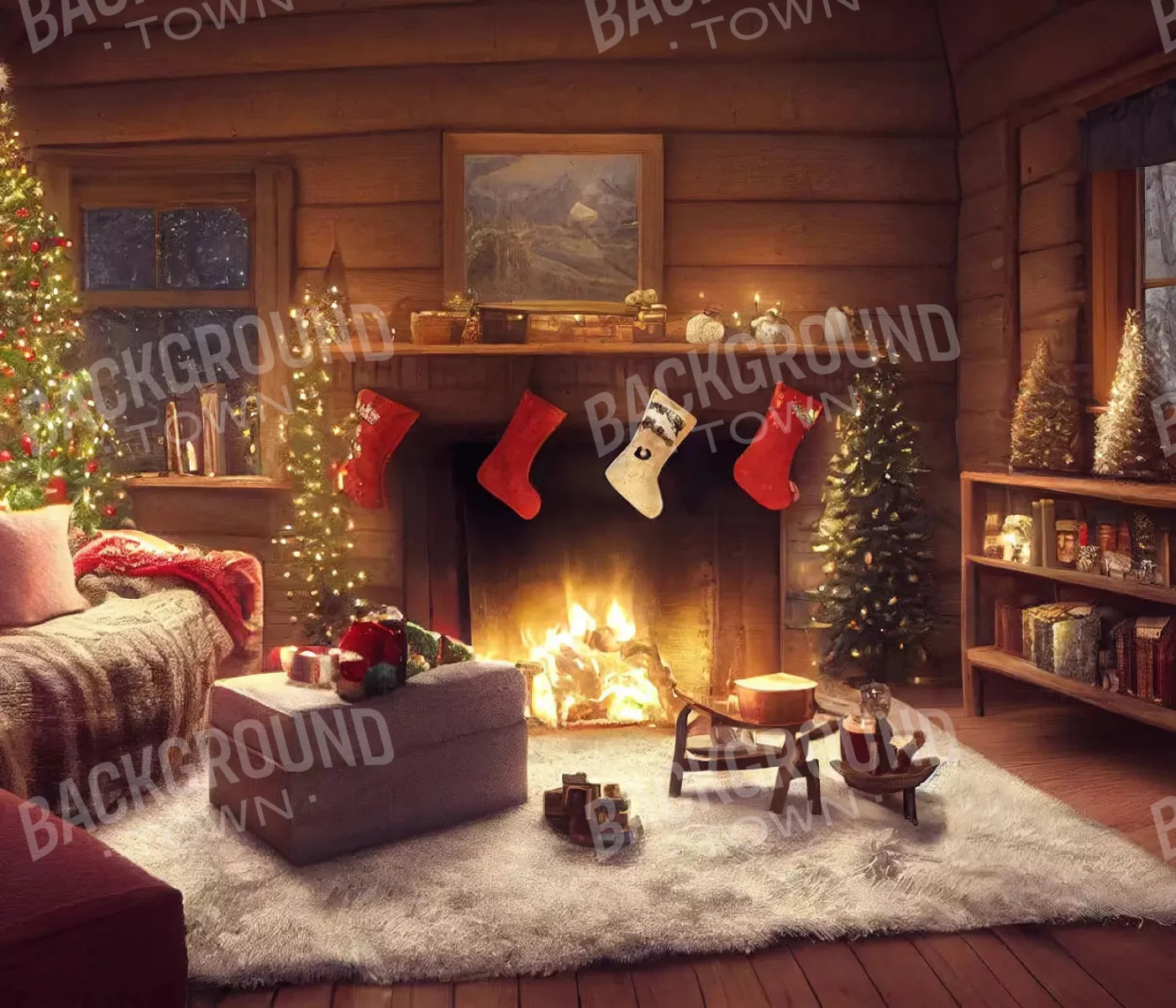 Cozy Christmas Eve 12X10 Ultracloth ( 144 X 120 Inch ) Backdrop