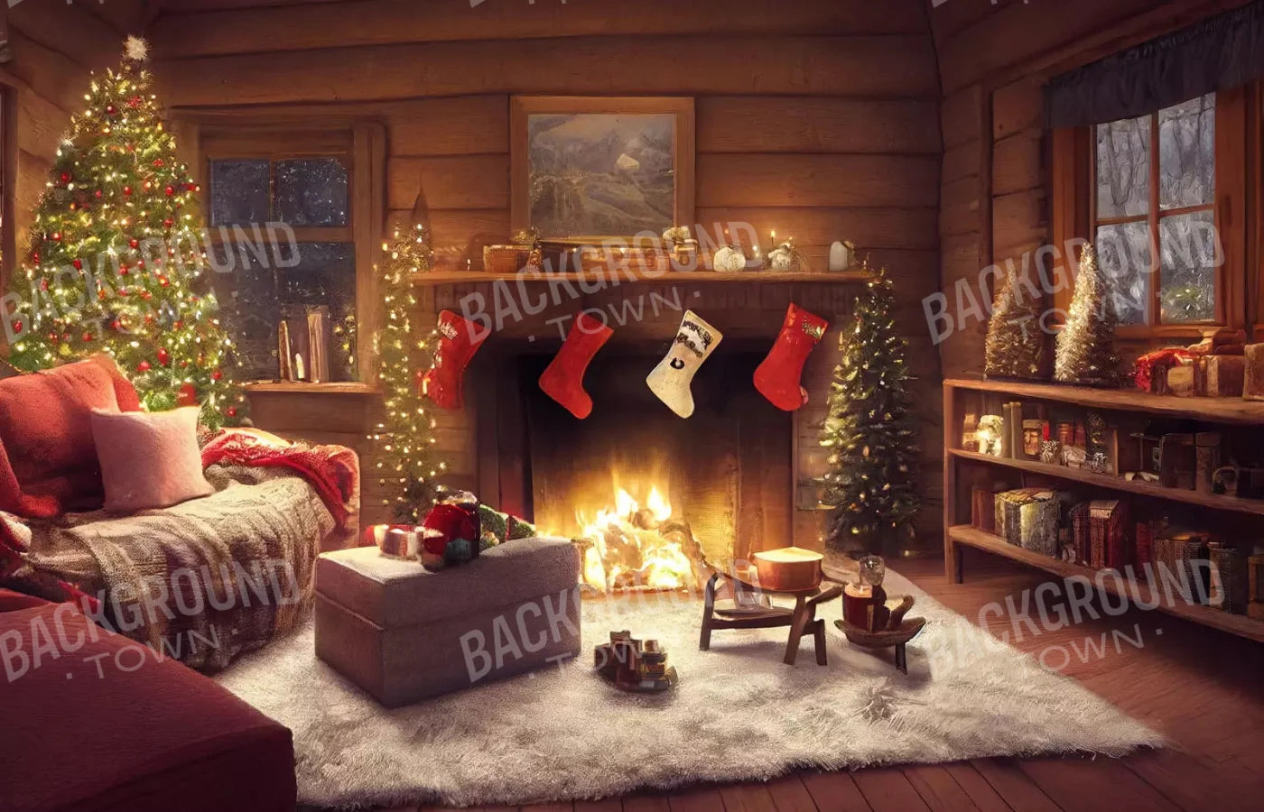 Cozy Christmas Eve 12X8 Ultracloth ( 144 X 96 Inch ) Backdrop
