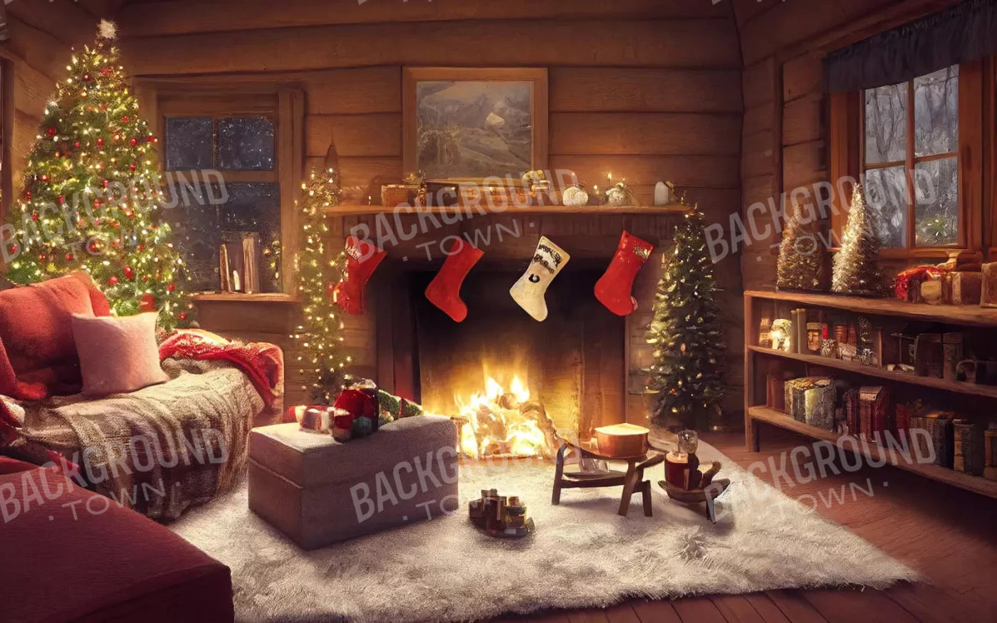 Cozy Christmas Eve 14X9 Ultracloth ( 168 X 108 Inch ) Backdrop