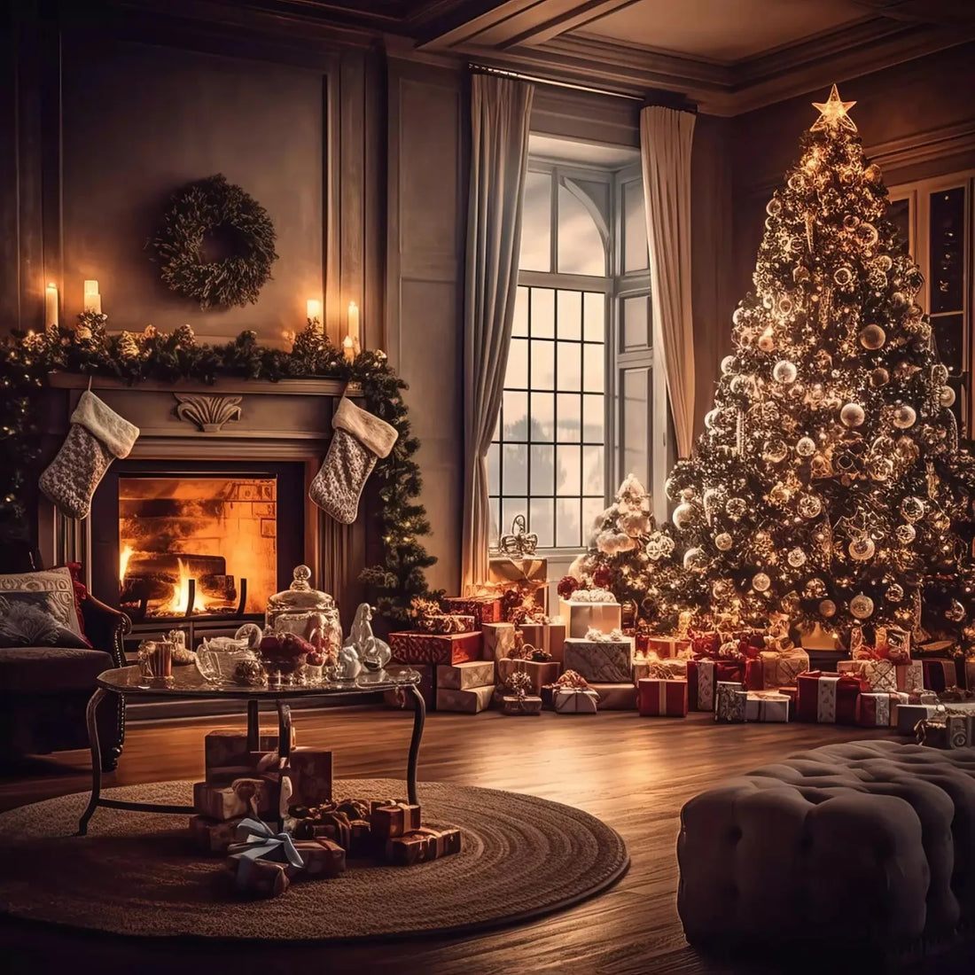 Cozy Christmas Morning 10X10 Ultracloth ( 120 X Inch ) Backdrop