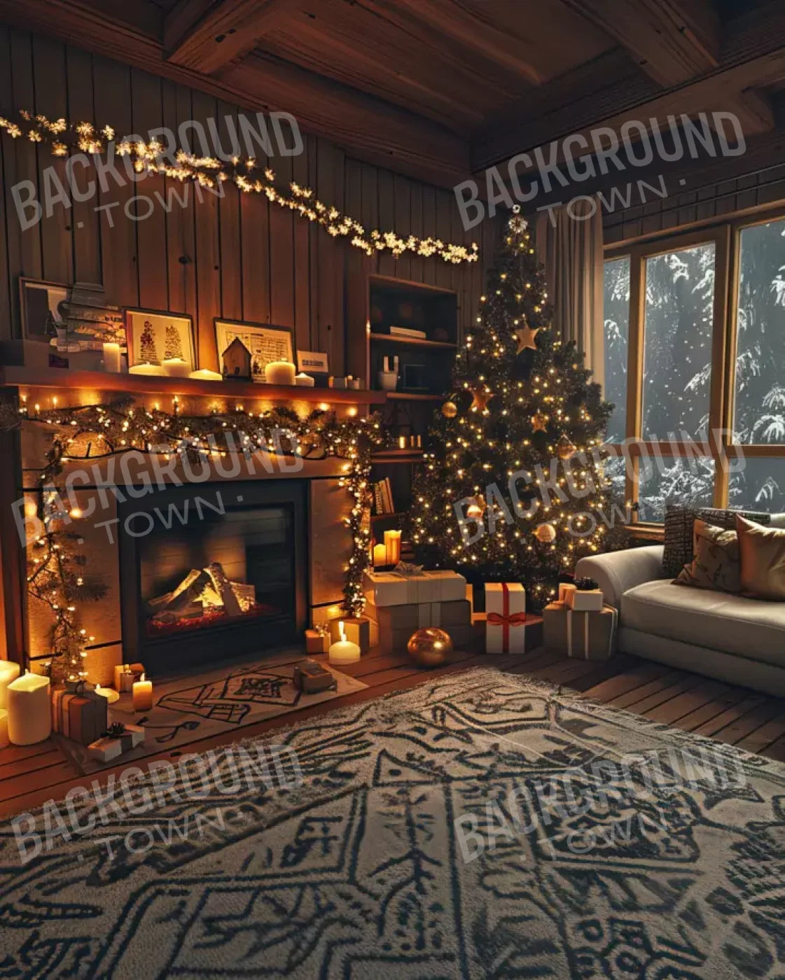 Cozy Christmas Morning Ii 8’X10’ Fleece (96 X 120 Inch) Backdrop