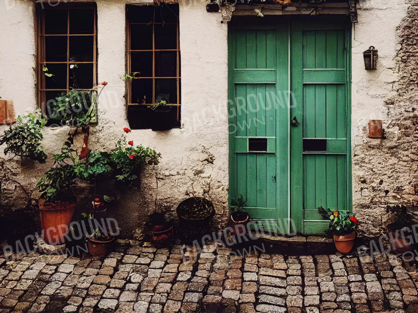 Cozy Street Green 10’X8’ Fleece (120 X 96 Inch) Backdrop