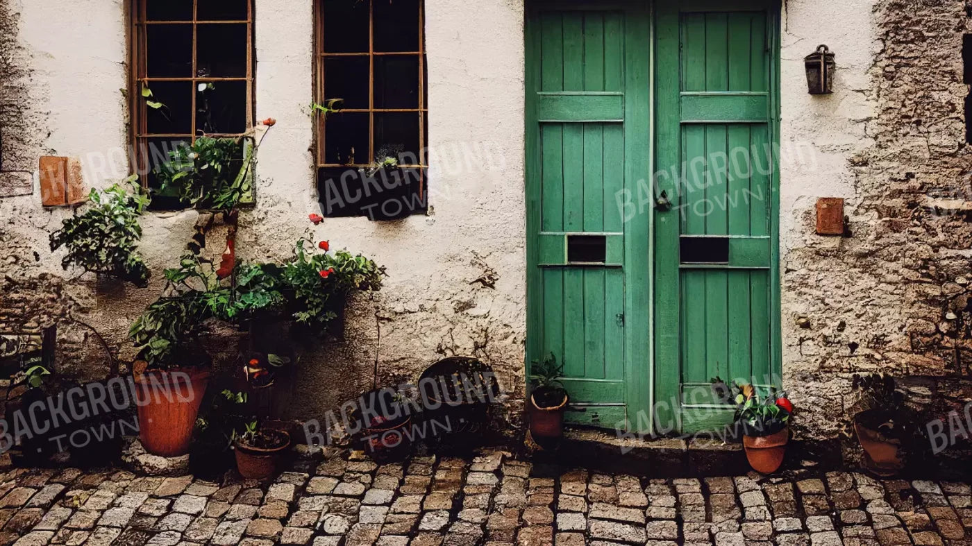 Cozy Street Green 14’X8’ Ultracloth (168 X 96 Inch) Backdrop