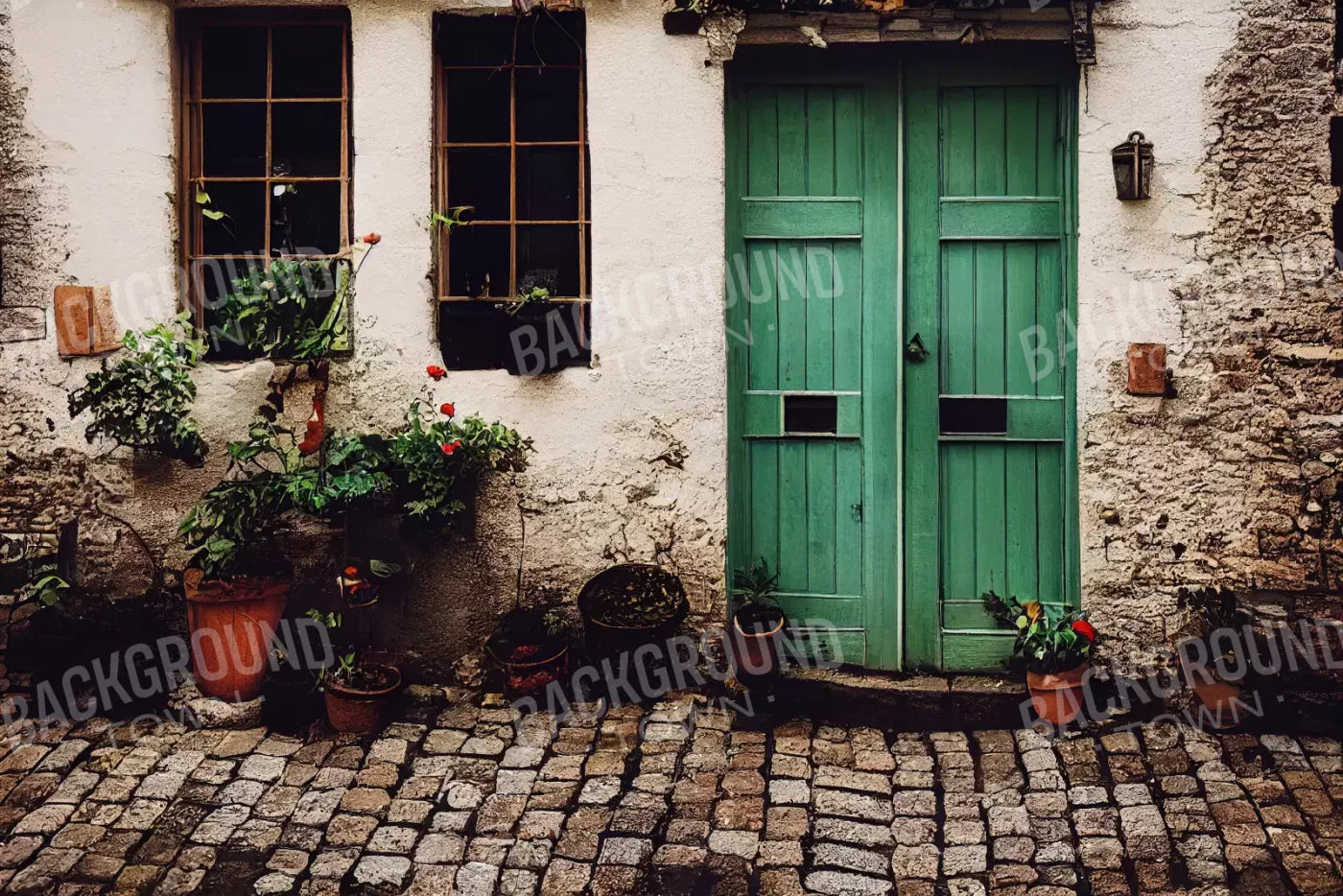 Cozy Street Green 8’X5’ Ultracloth (96 X 60 Inch) Backdrop