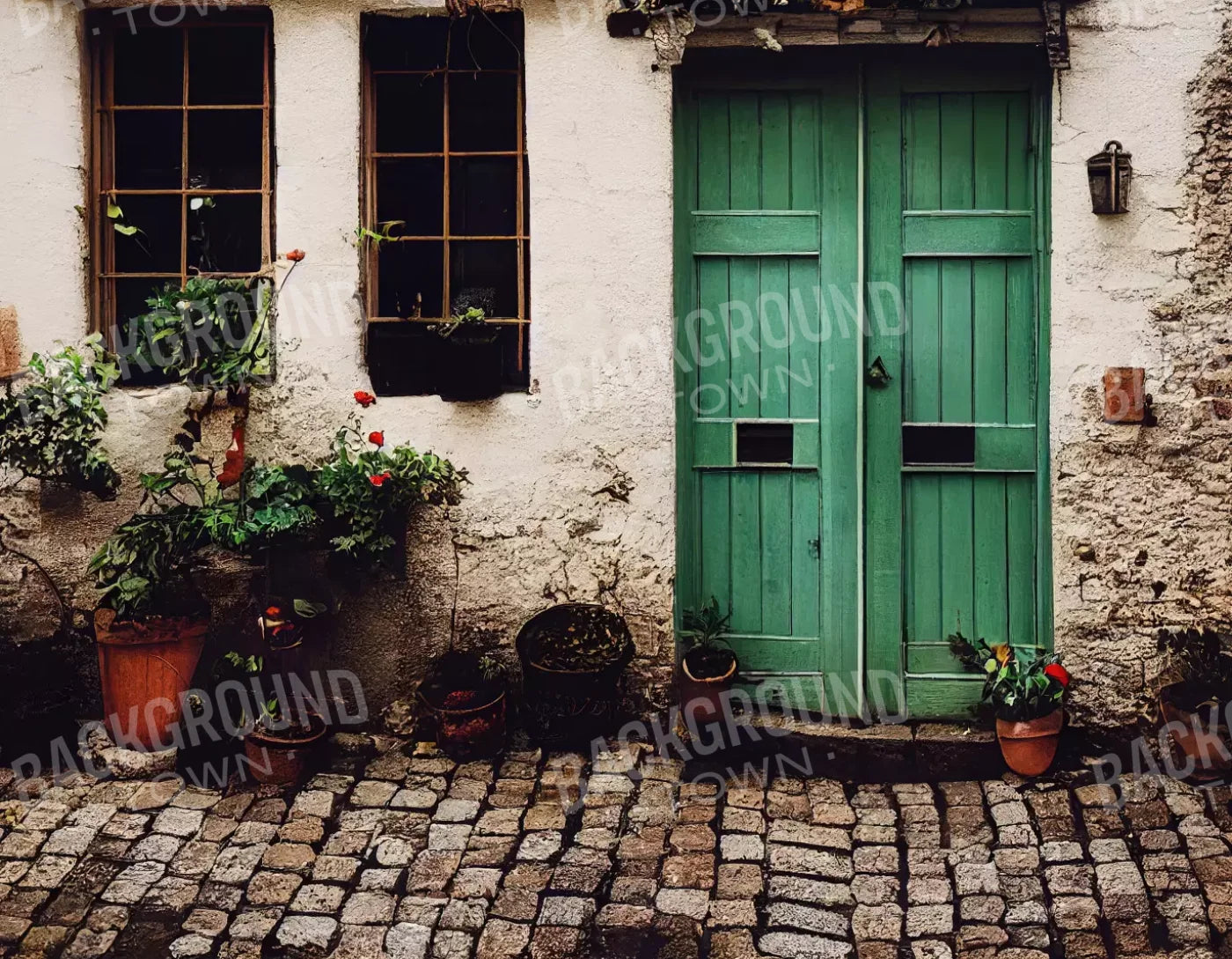 Cozy Street Green 8’X6’ Fleece (96 X 72 Inch) Backdrop