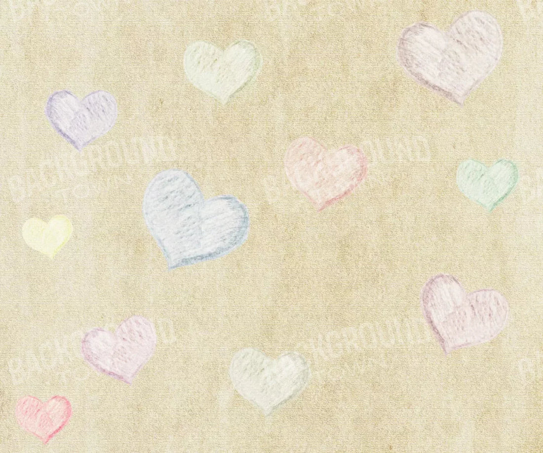 Cream Of Hearts 5X42 Fleece ( 60 X 50 Inch ) Backdrop