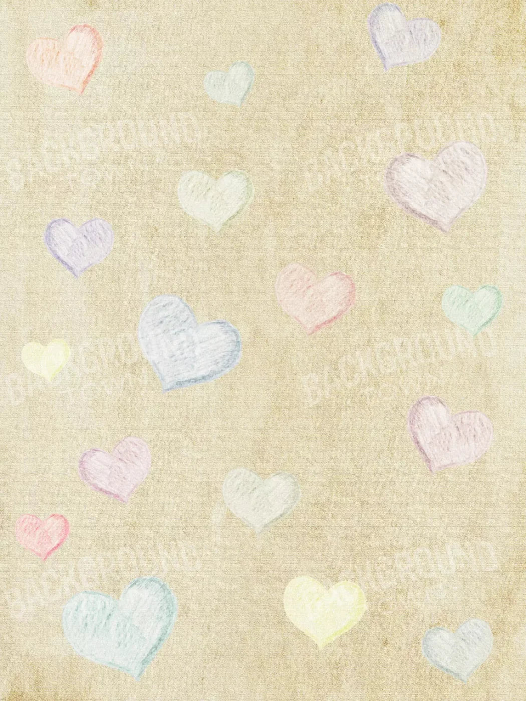 Cream Of Hearts 5X68 Fleece ( 60 X 80 Inch ) Backdrop