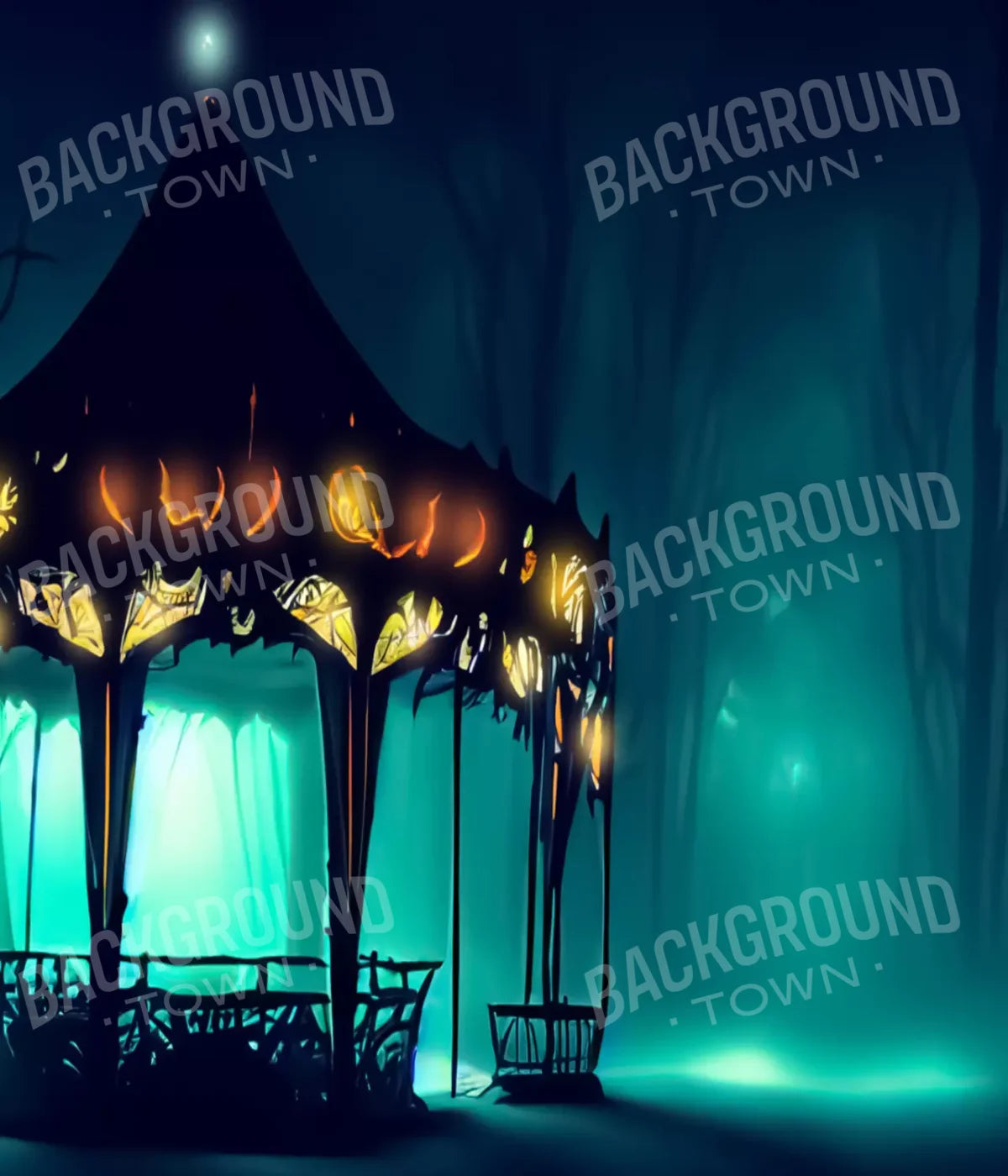 Creepy Carousel In Green V 10X12 Ultracloth ( 120 X 144 Inch ) Backdrop