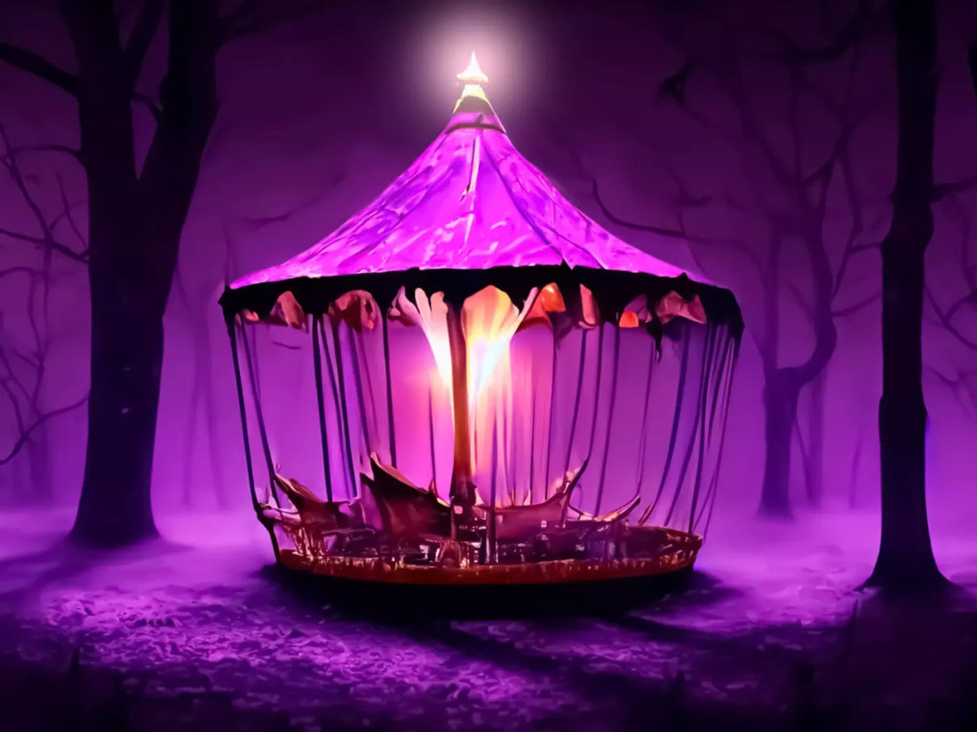 Creepy Carousel In Fuchsia H 68X5 Fleece ( 80 X 60 Inch ) Backdrop