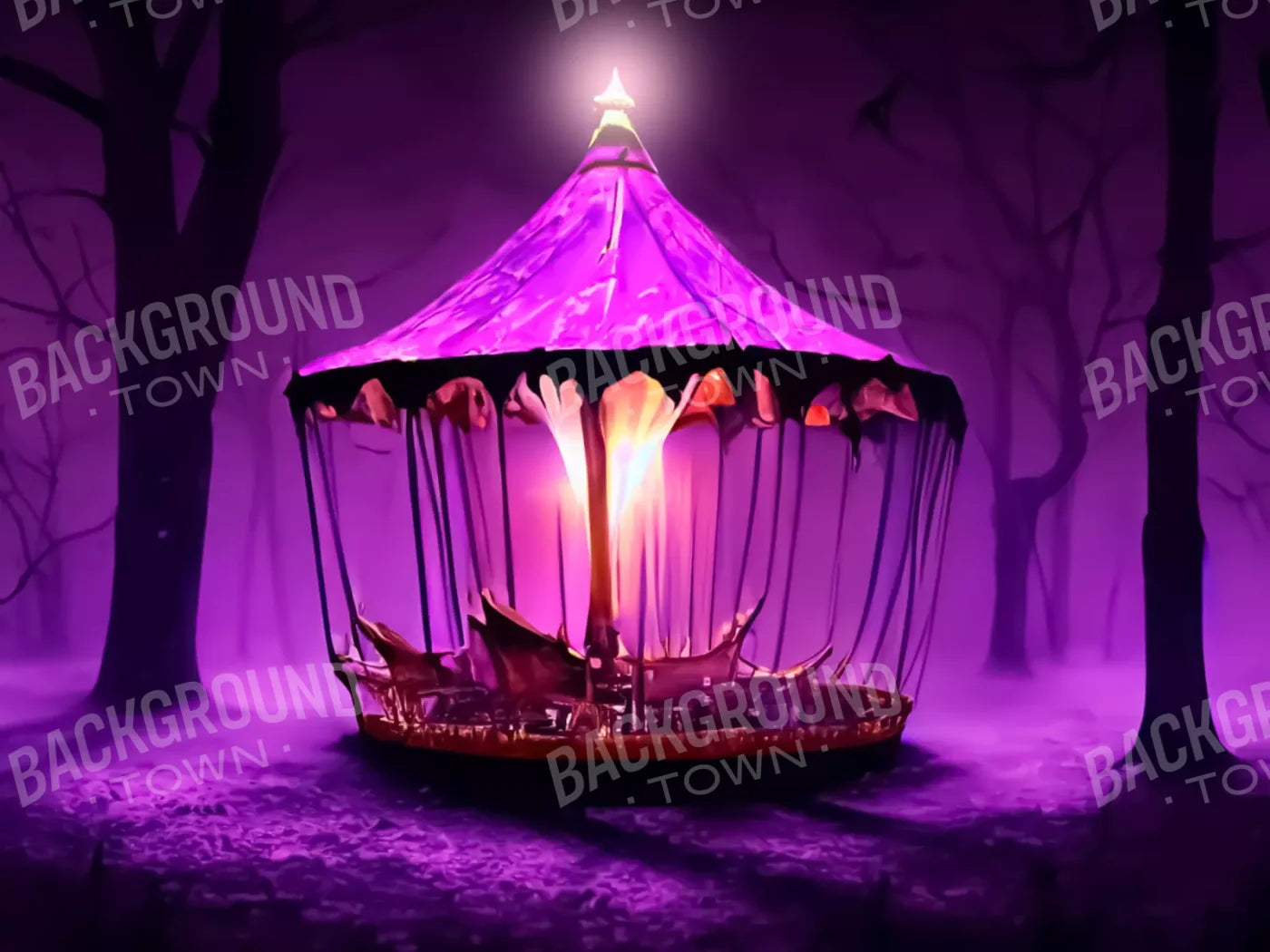 Creepy Carousel In Fuchsia H 68X5 Fleece ( 80 X 60 Inch ) Backdrop