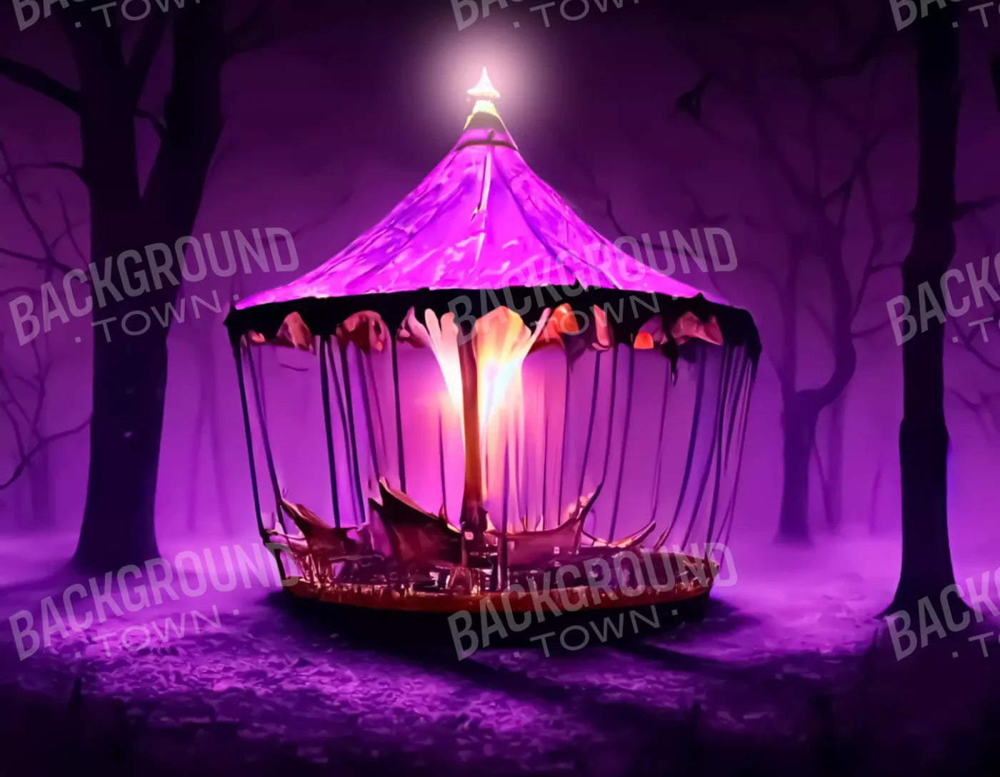 Creepy Carousel In Fuchsia H 8X6 Fleece ( 96 X 72 Inch ) Backdrop