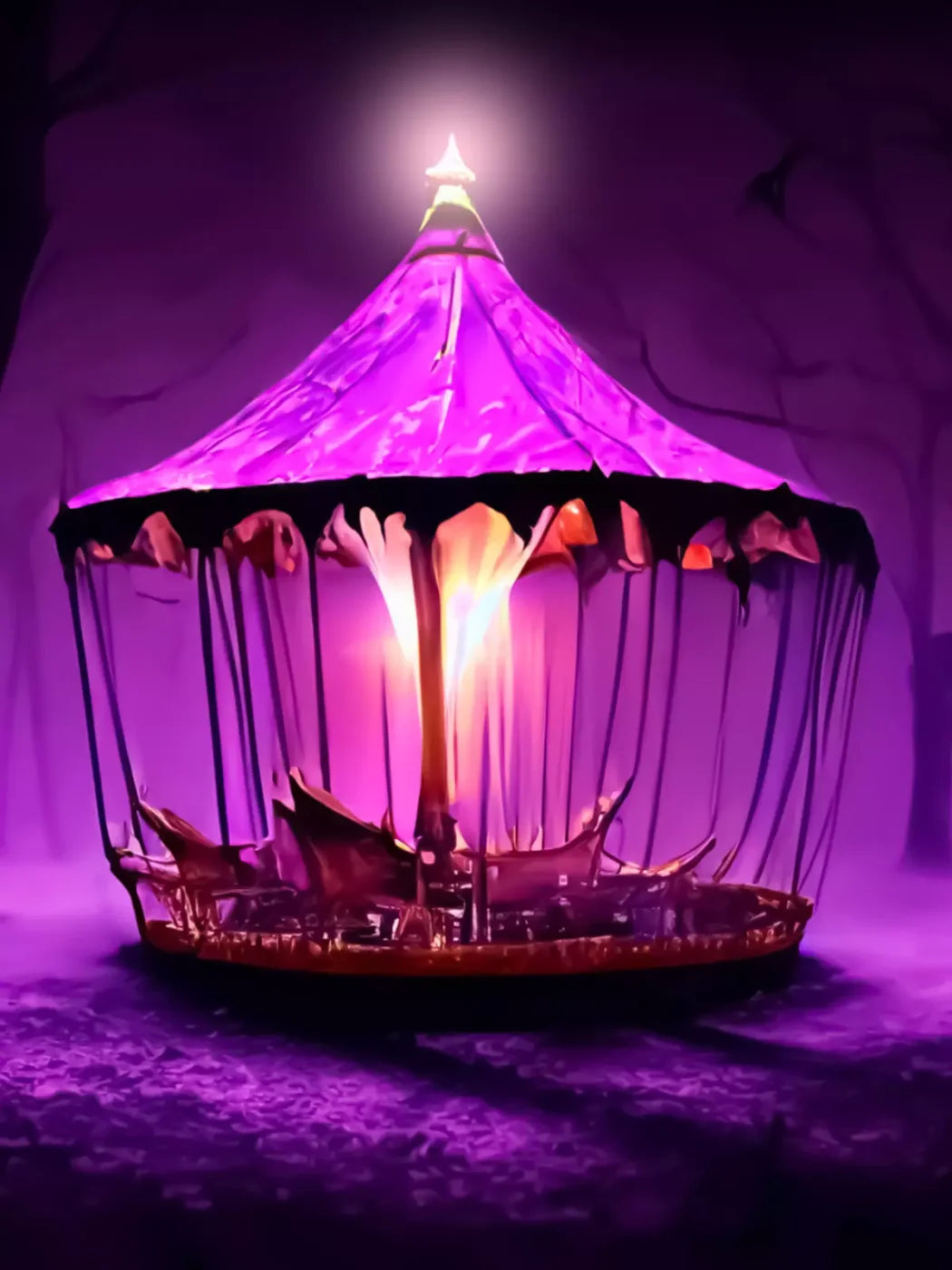 Creepy Carousel In Fuchsia V 5X68 Fleece ( 60 X 80 Inch ) Backdrop
