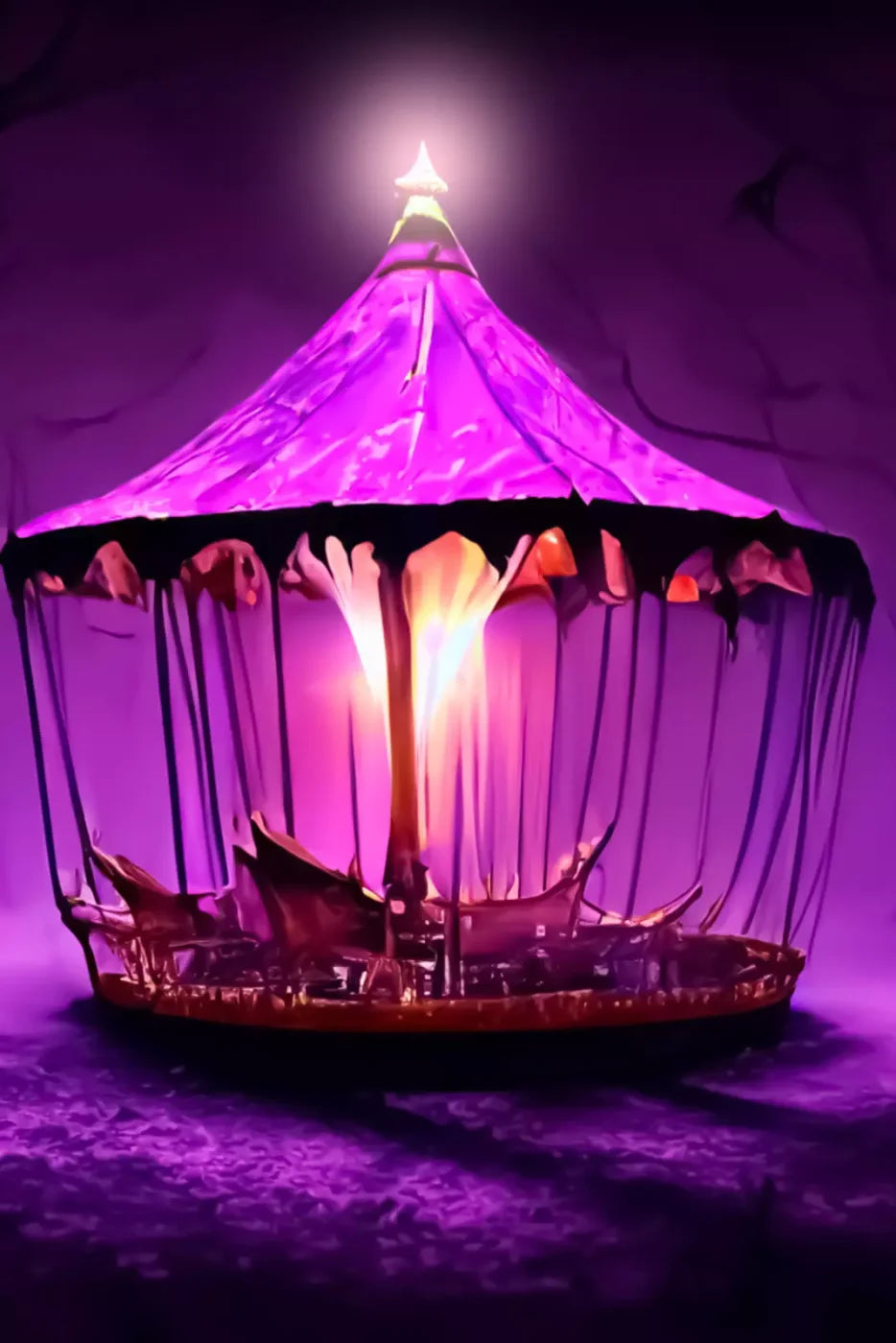 Creepy Carousel In Fuchsia V 5X8 Ultracloth ( 60 X 96 Inch ) Backdrop