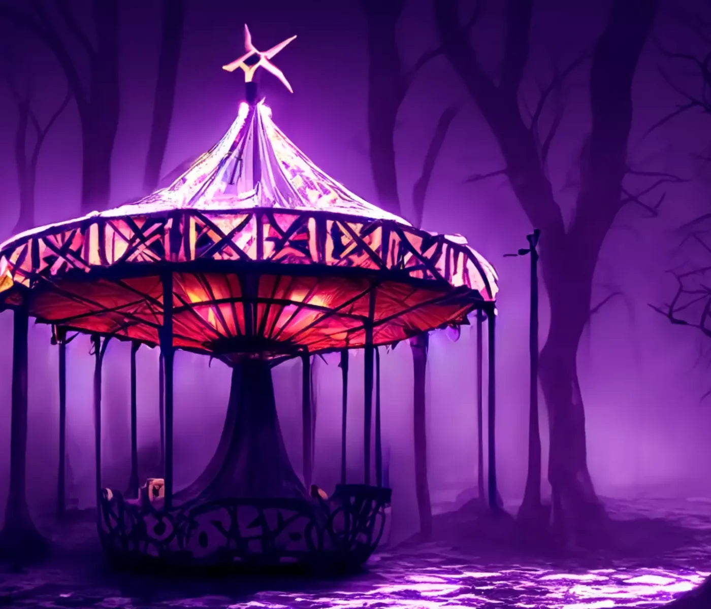 Creepy Carousel In Purple H 12X10 Ultracloth ( 144 X 120 Inch ) Backdrop