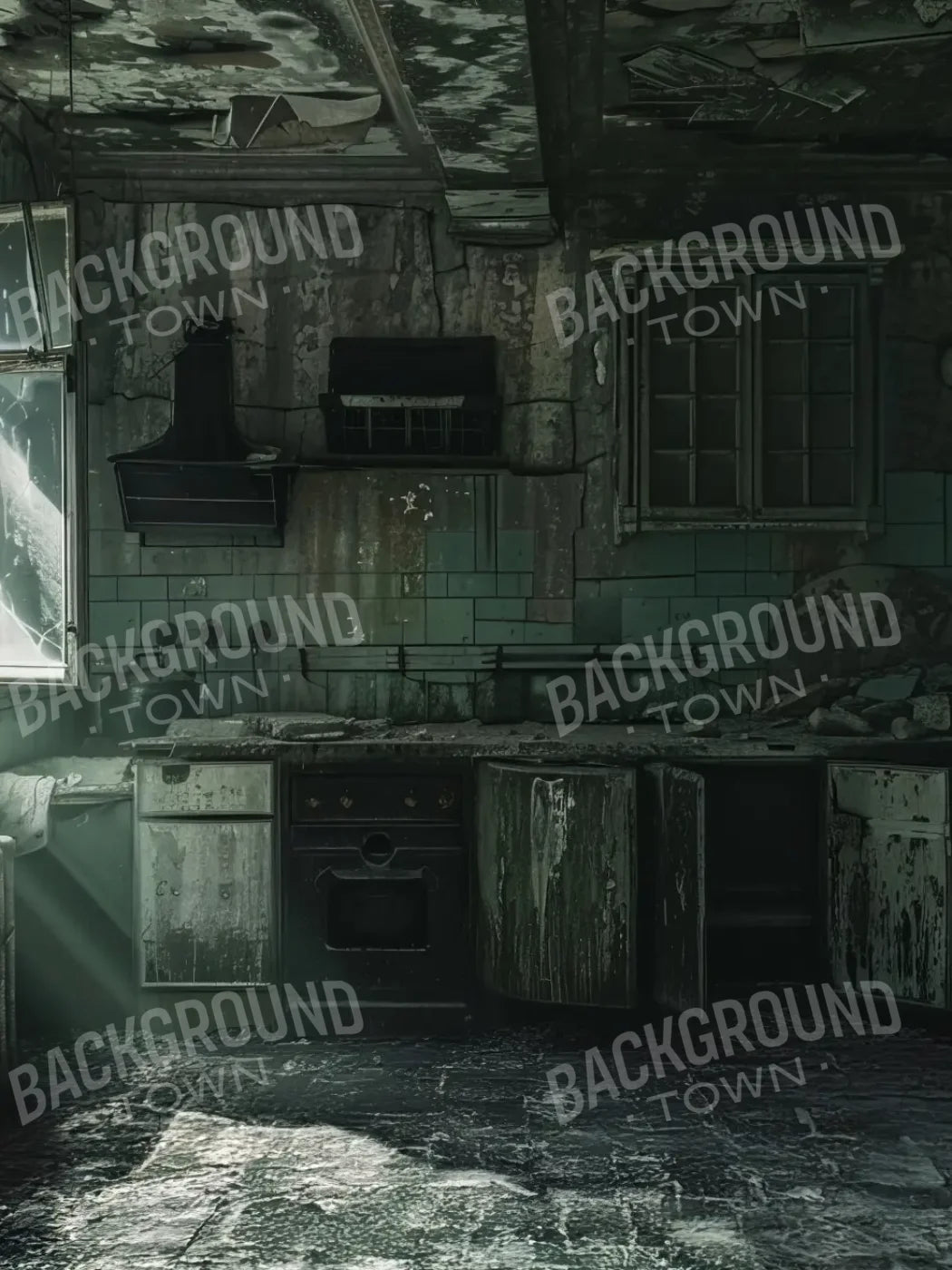 Creepy Decaying House 6’x8’ Fleece (72 x 96 inch) Backdrop