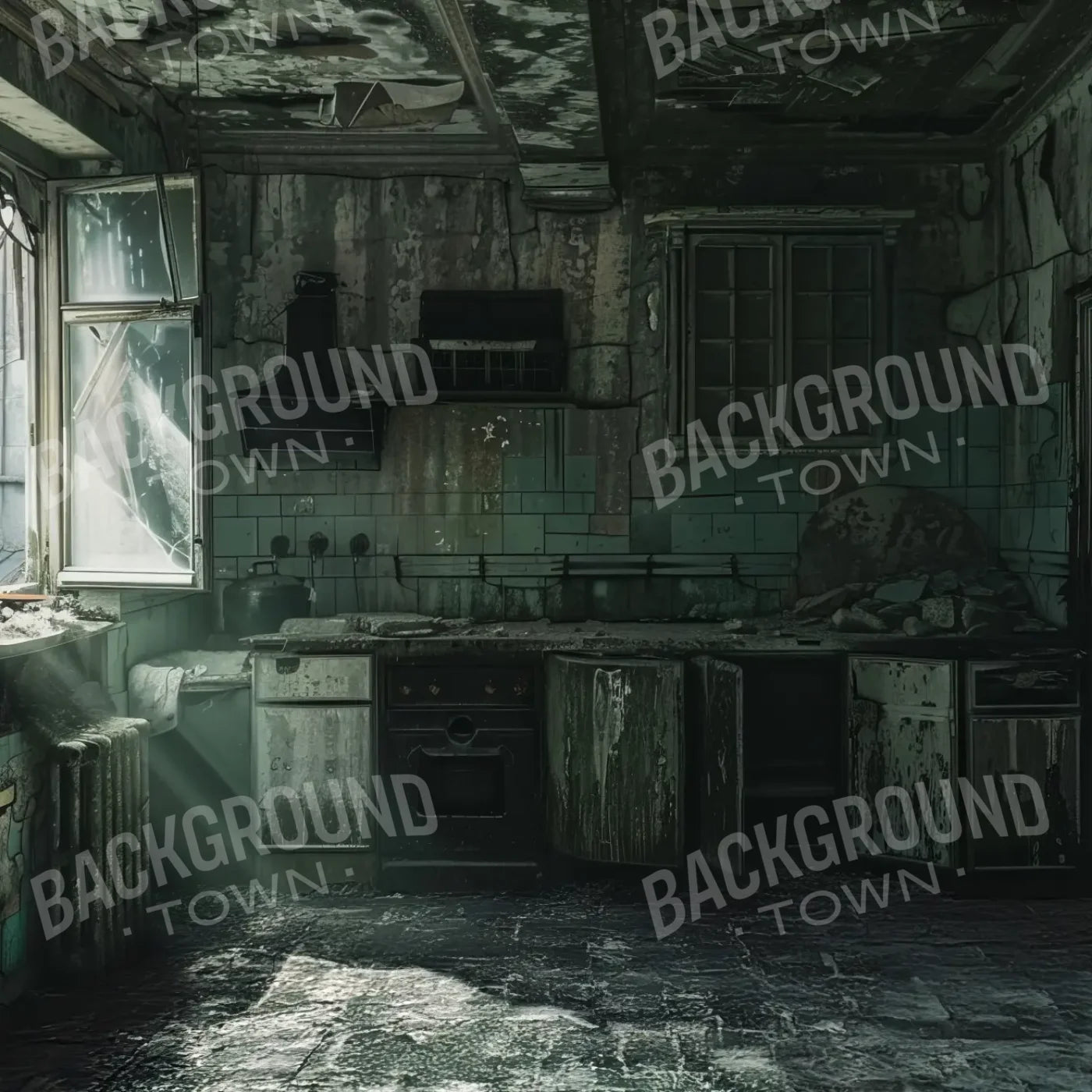 Creepy Decaying House 8’x8’ Fleece (96 x 96 inch) Backdrop