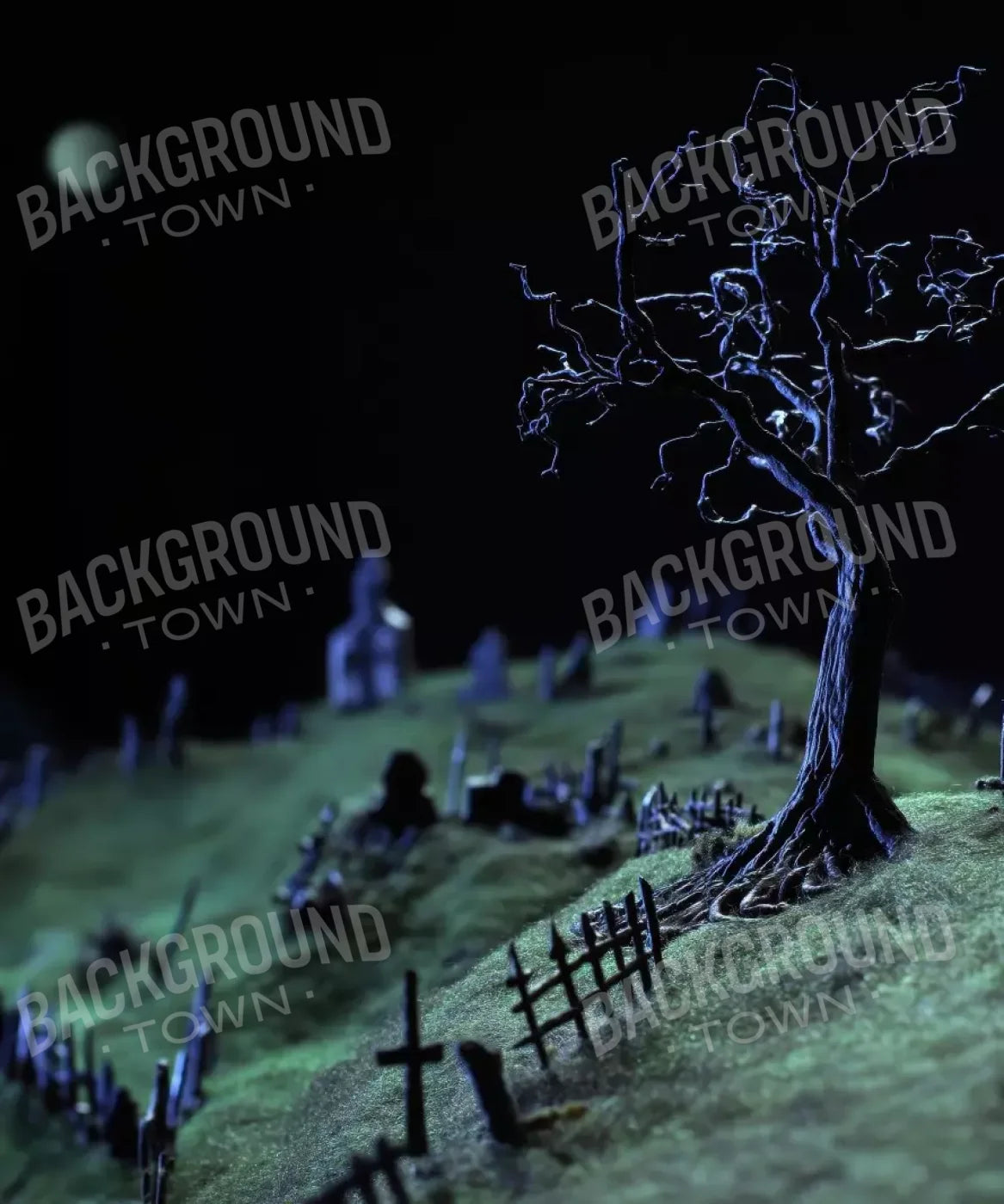 Creepy Tree In Graveyard 10’X12’ Ultracloth (120 X 144 Inch) Backdrop
