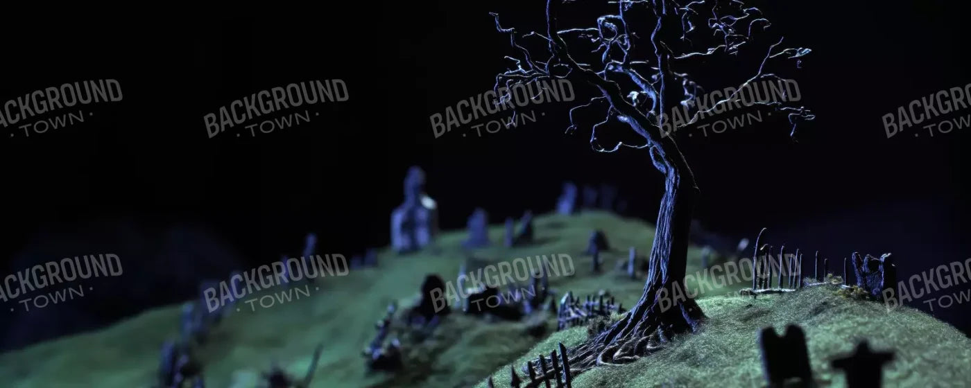 Creepy Tree In Graveyard 20’X8’ Ultracloth (240 X 96 Inch) Backdrop