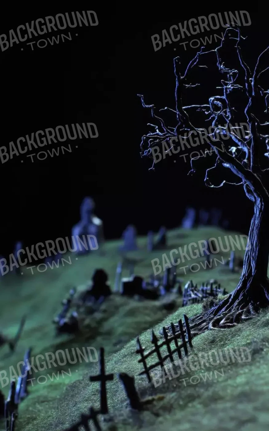 Creepy Tree In Graveyard 5’X8’ Ultracloth (60 X 96 Inch) Backdrop