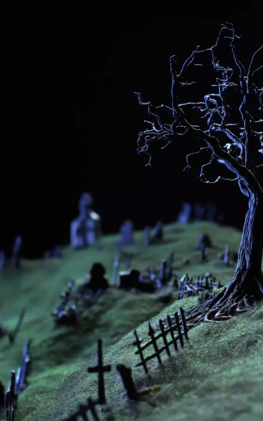 Creepy Tree In Graveyard 5’X8’ Ultracloth (60 X 96 Inch) Backdrop