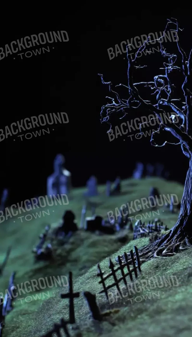 Creepy Tree In Graveyard 8’X14’ Ultracloth (96 X 168 Inch) Backdrop