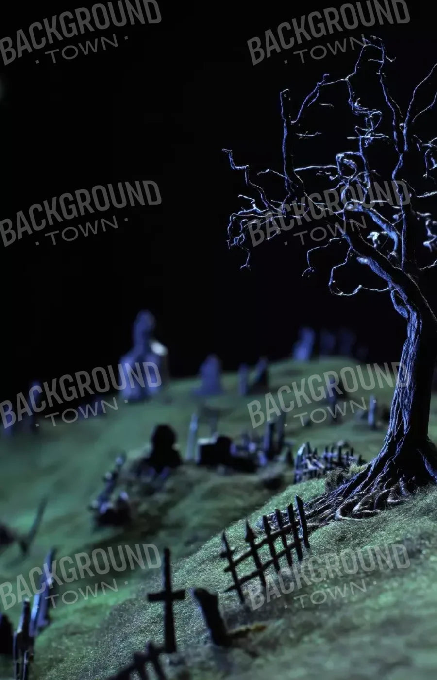 Creepy Tree In Graveyard 9’X14’ Ultracloth (108 X 168 Inch) Backdrop