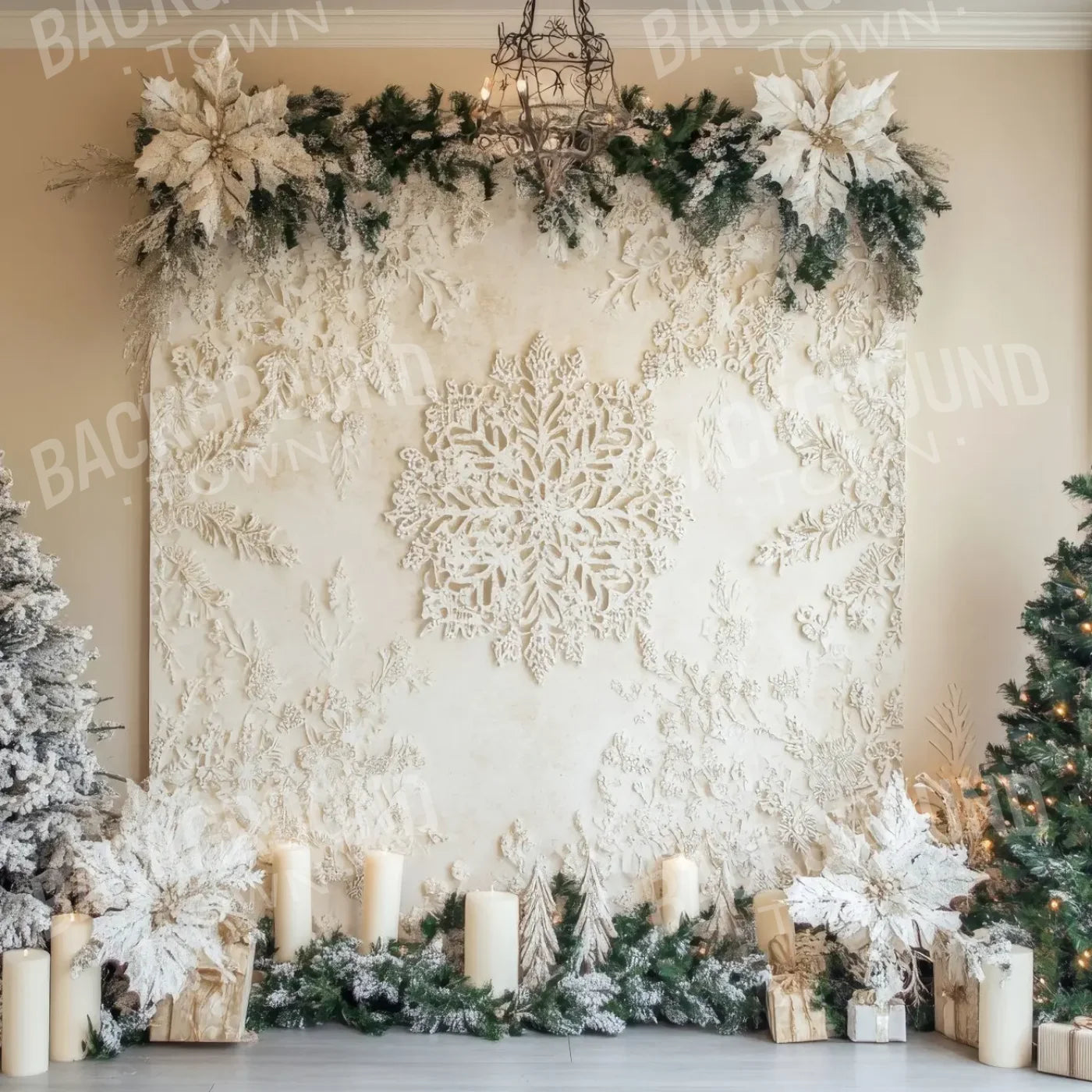 Crochet Christmas Tapestry 8’x8’ Fleece (96 x 96 inch) Backdrop
