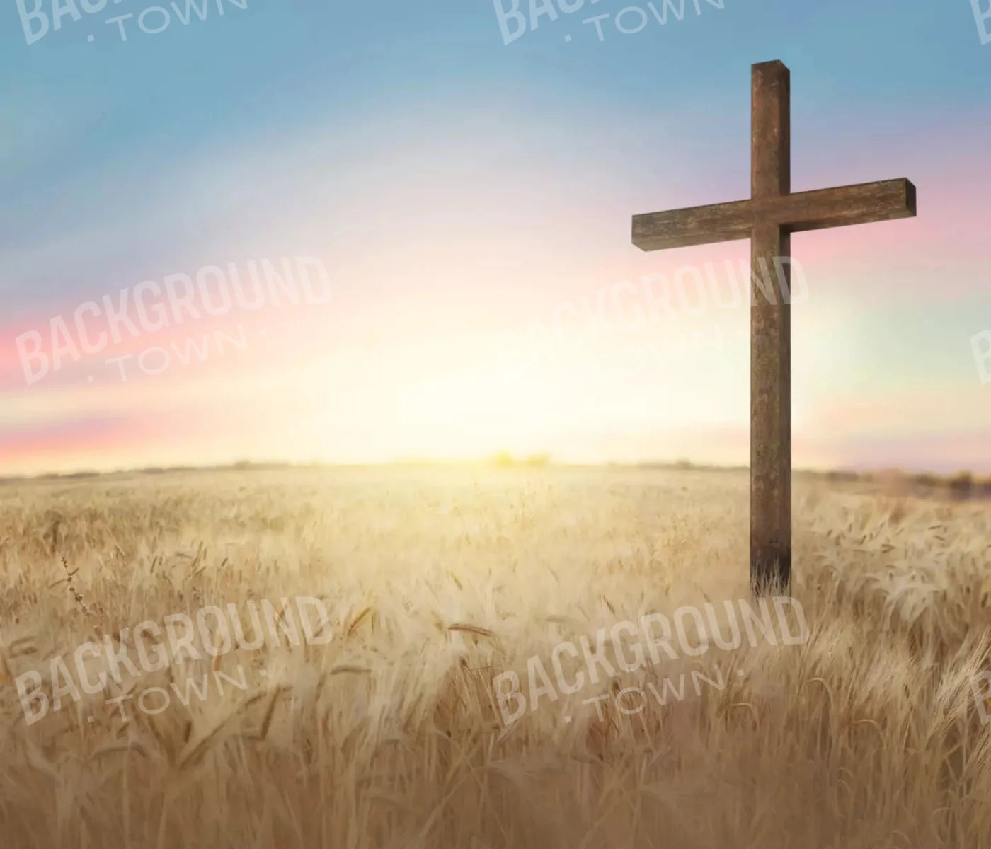 Easter Cross In Wheat Field 12X10 Ultracloth ( 144 X 120 Inch ) Backdrop