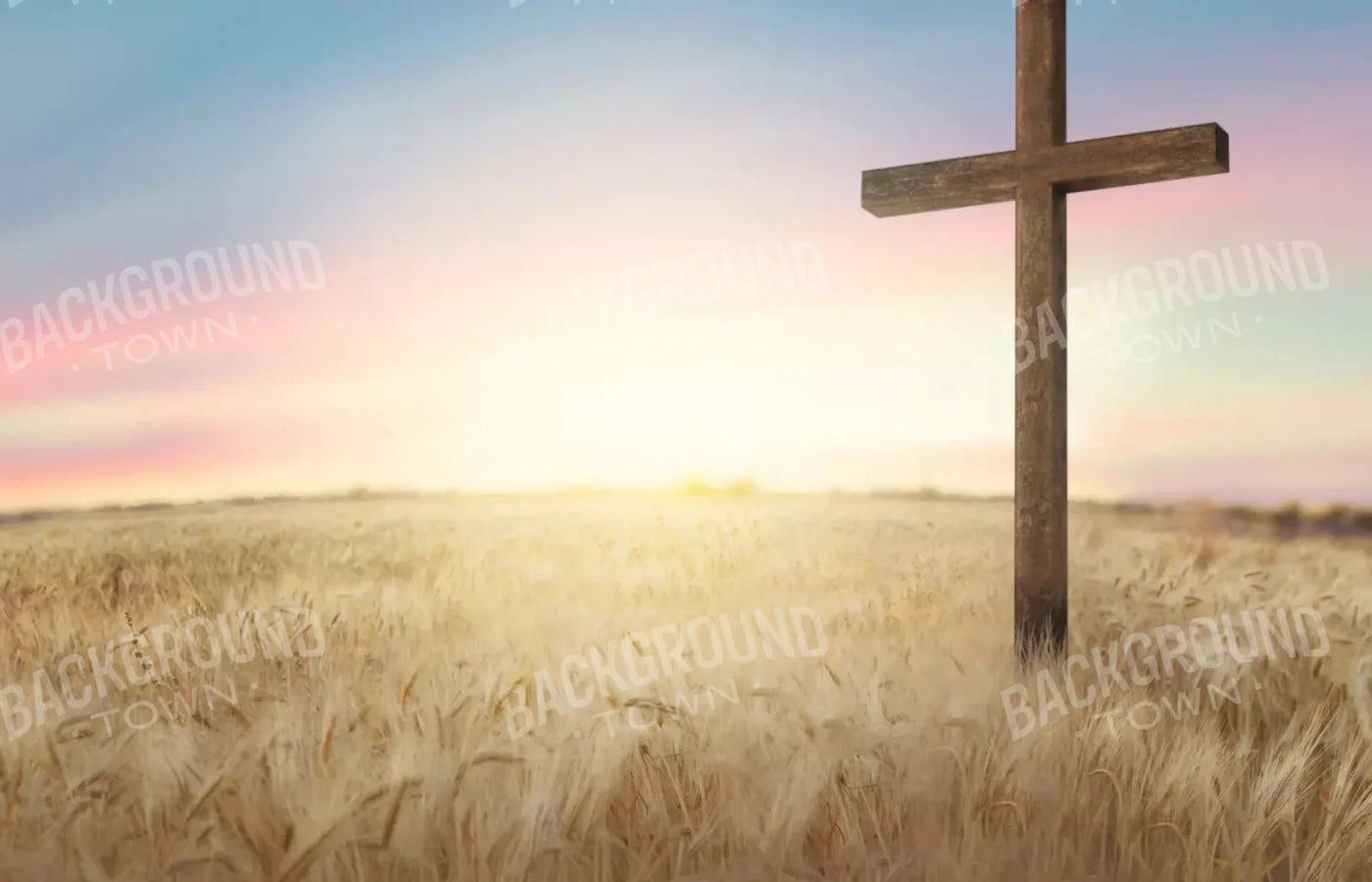 Easter Cross In Wheat Field 12X8 Ultracloth ( 144 X 96 Inch ) Backdrop