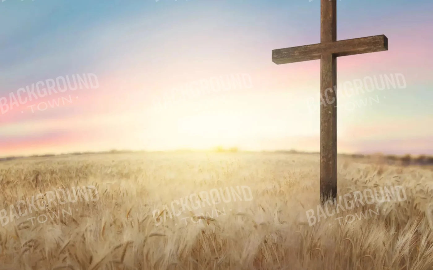 Easter Cross In Wheat Field 14X9 Ultracloth ( 168 X 108 Inch ) Backdrop