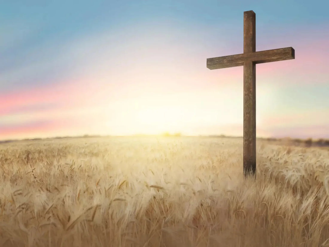 Easter Cross In Wheat Field 68X5 Fleece ( 80 X 60 Inch ) Backdrop