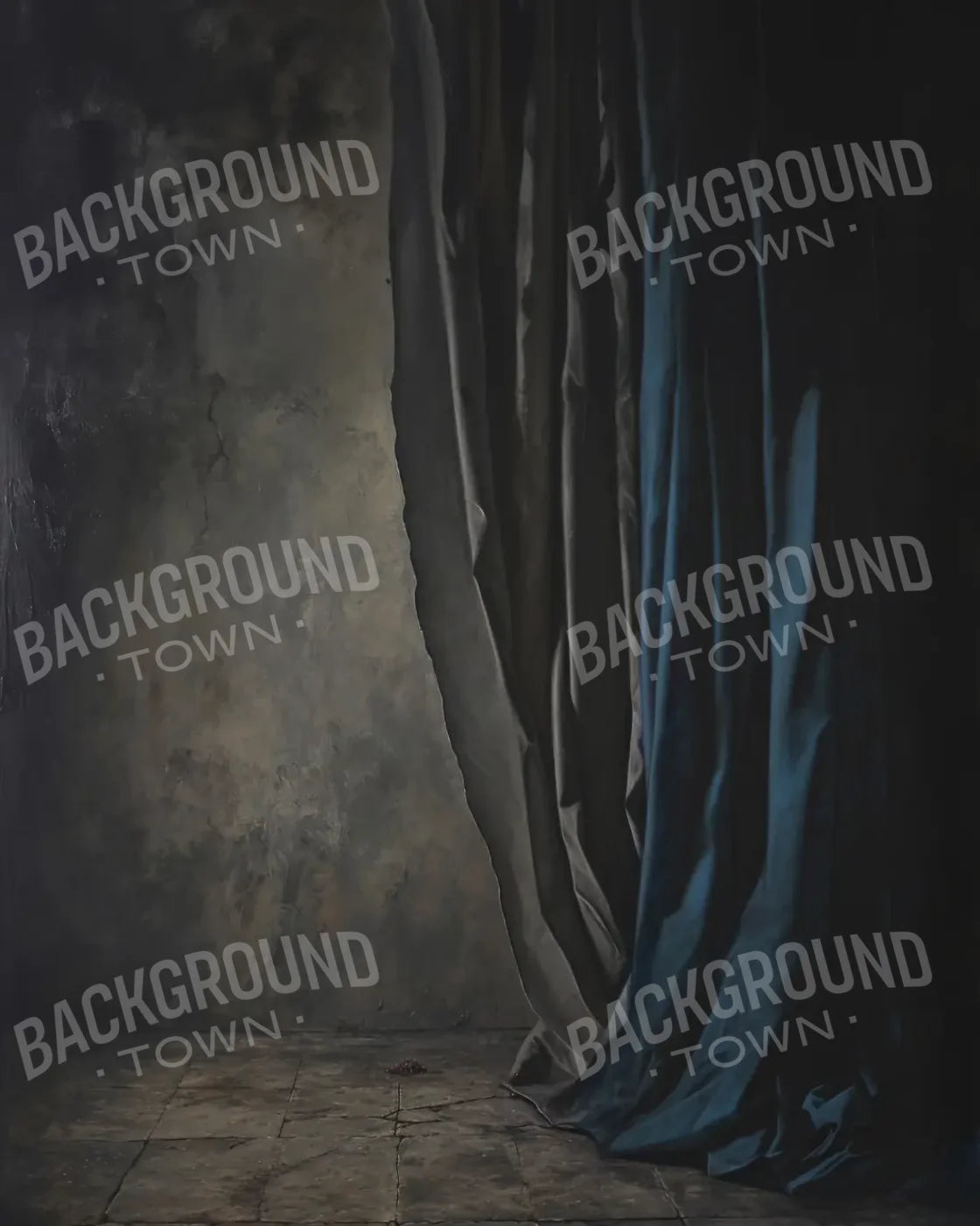 Curtained Wall Blue 8’x10’ Fleece (96 x 120 inch) Backdrop