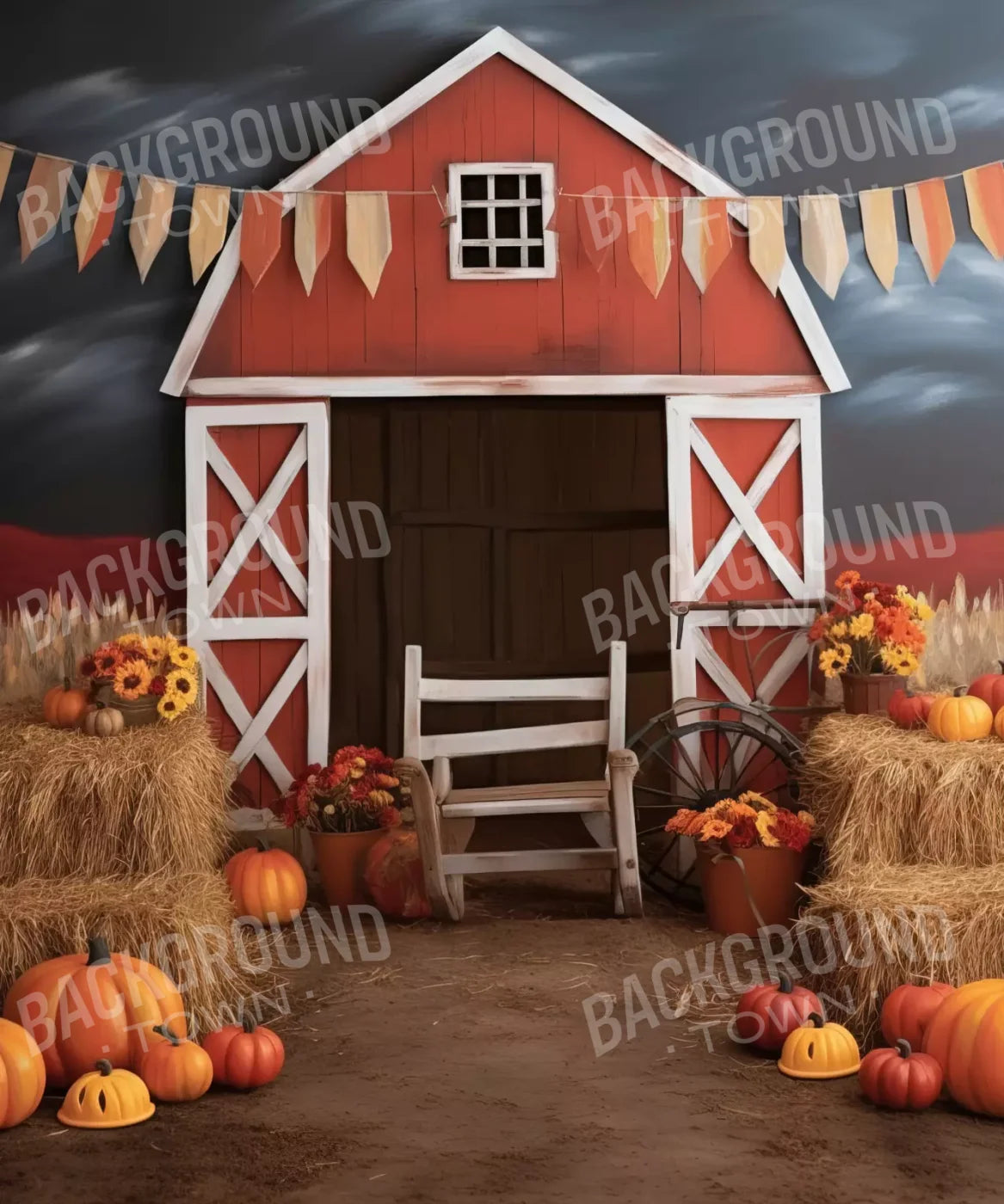 Cutesy Autumn Barn 10’X12’ Ultracloth (120 X 144 Inch) Backdrop