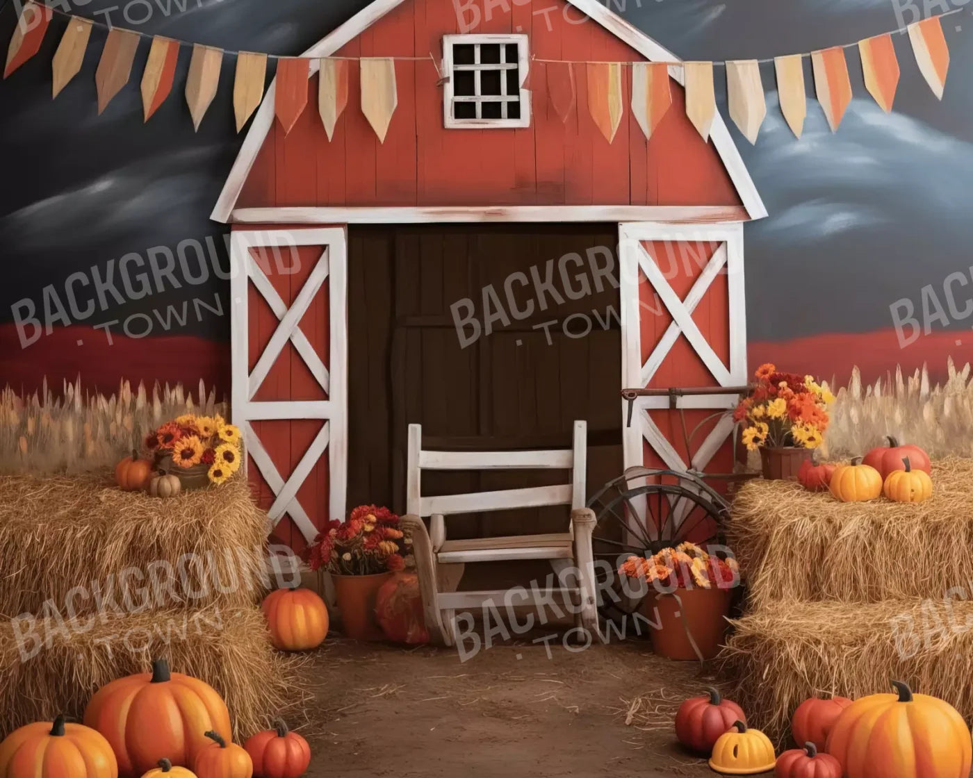 Cutesy Autumn Barn 10’X8’ Fleece (120 X 96 Inch) Backdrop