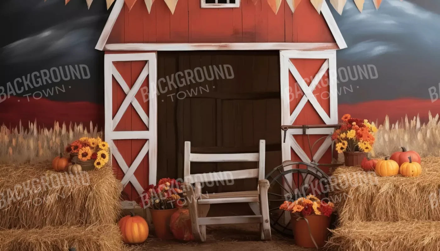 Cutesy Autumn Barn 14’X8’ Ultracloth (168 X 96 Inch) Backdrop