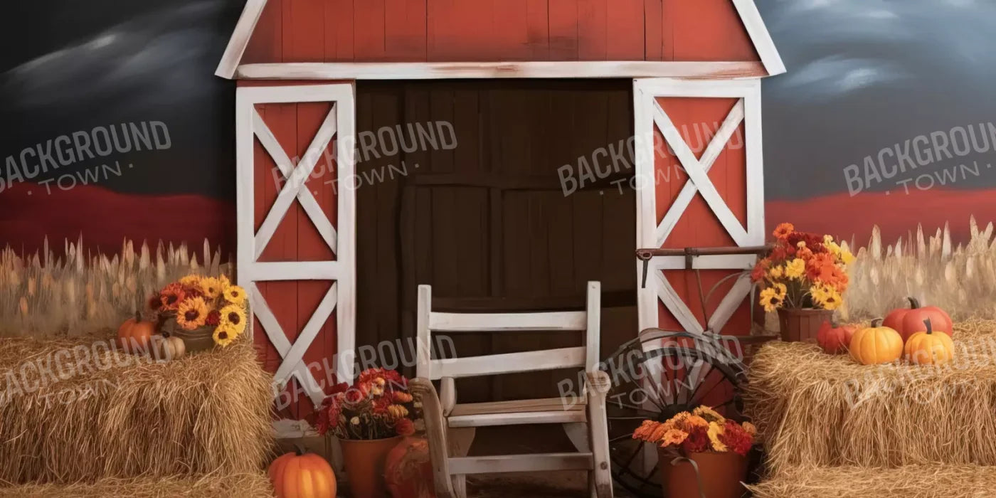 Cutesy Autumn Barn 16’X8’ Ultracloth (192 X 96 Inch) Backdrop