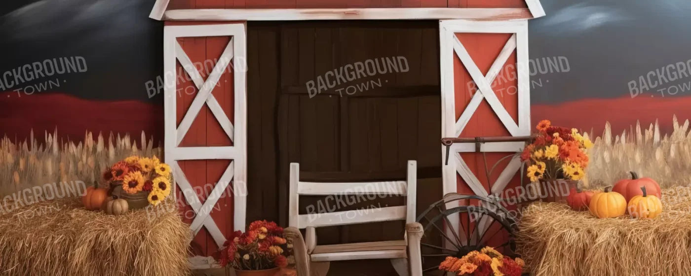 Cutesy Autumn Barn 20’X8’ Ultracloth (240 X 96 Inch) Backdrop