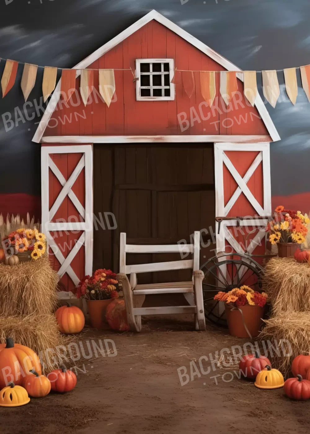 Cutesy Autumn Barn 5’X7’ Ultracloth (60 X 84 Inch) Backdrop