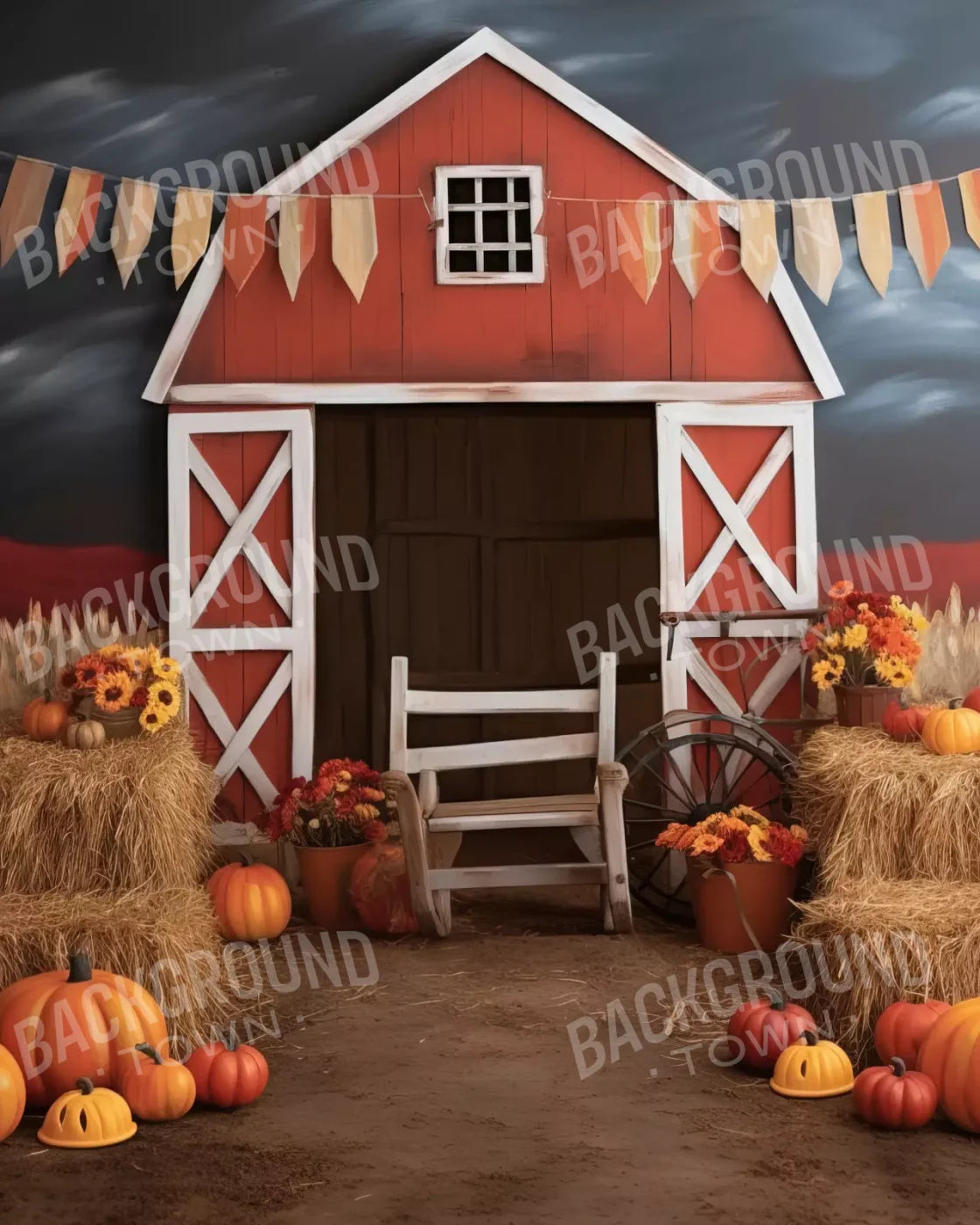 Cutesy Autumn Barn 8’X10’ Fleece (96 X 120 Inch) Backdrop