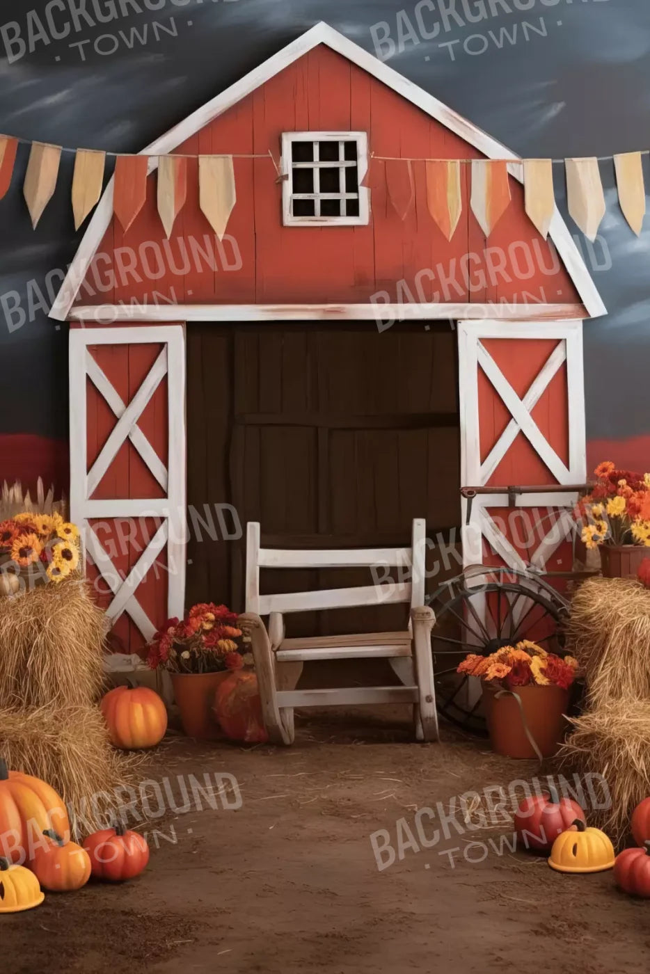 Cutesy Autumn Barn 8’X12’ Ultracloth (96 X 144 Inch) Backdrop