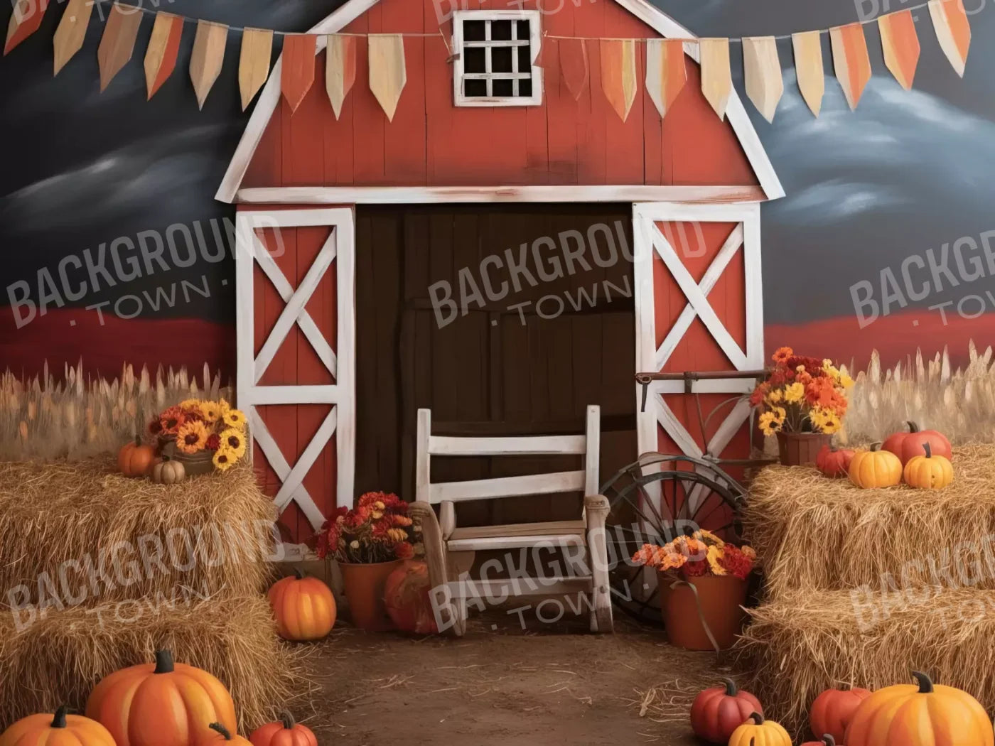 Cutesy Autumn Barn 8’X6’ Fleece (96 X 72 Inch) Backdrop