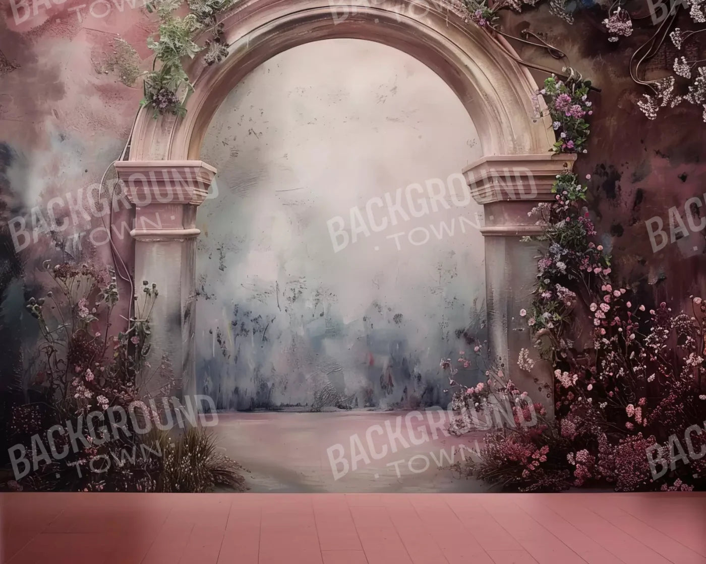 Dahlia Pink Arch 10’X8’ Fleece (120 X 96 Inch) Backdrop