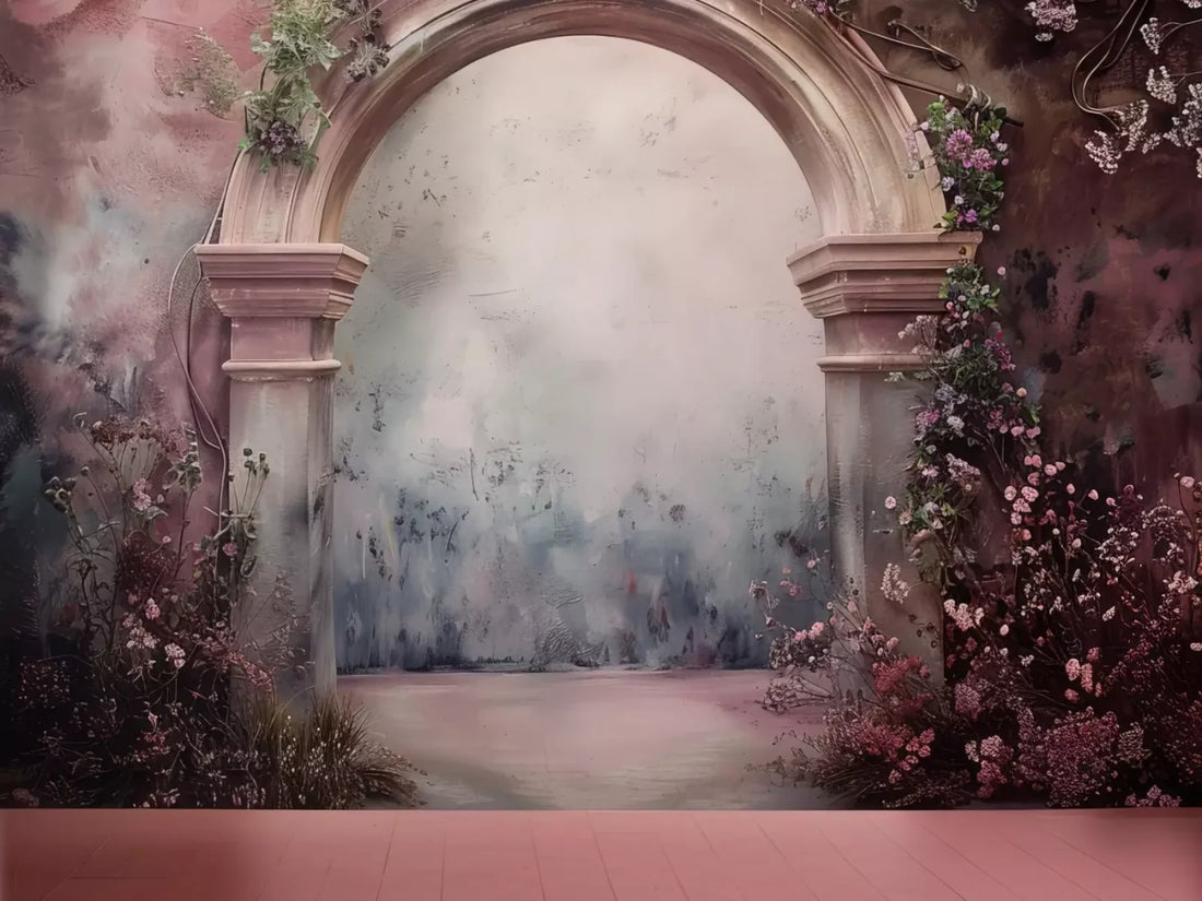 Dahlia Pink Arch 6’8X5’ Fleece (80 X 60 Inch) Backdrop