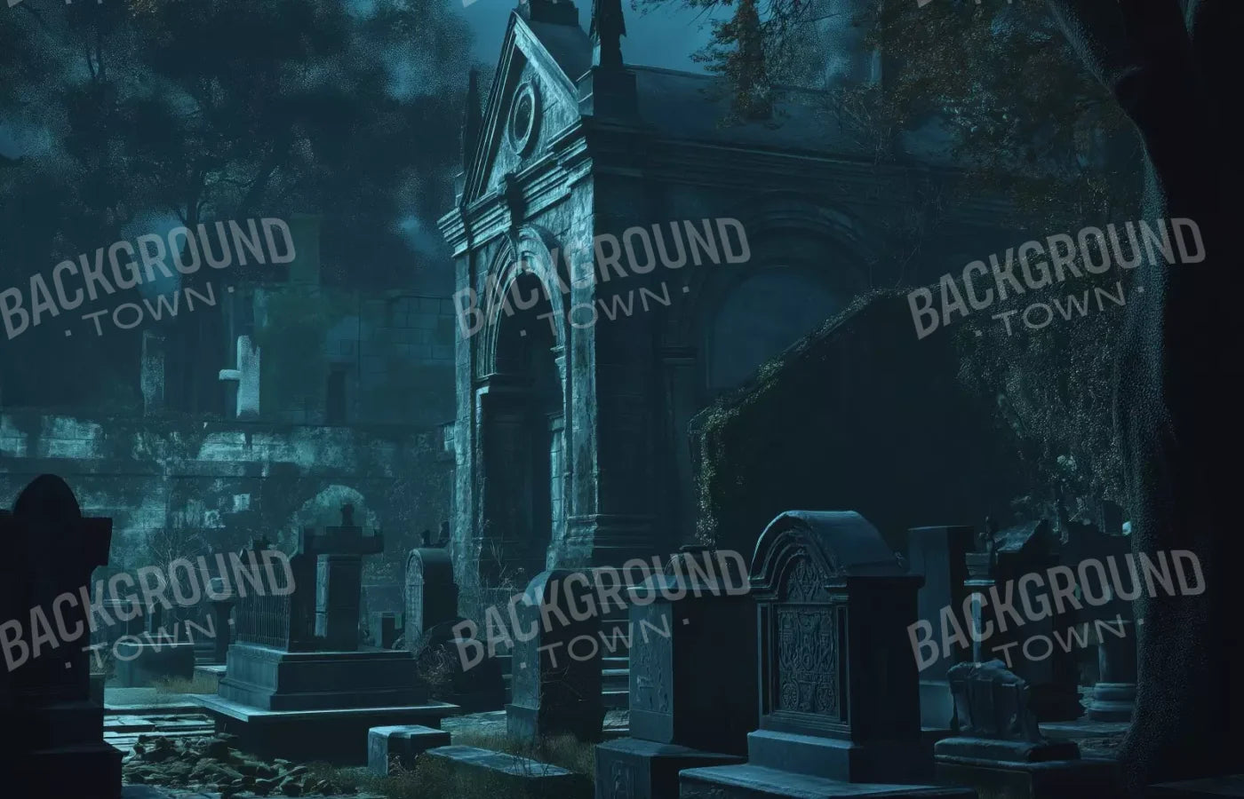 Dark Abandoned Mausoleums 14’X9’ Ultracloth (168 X 108 Inch) Backdrop