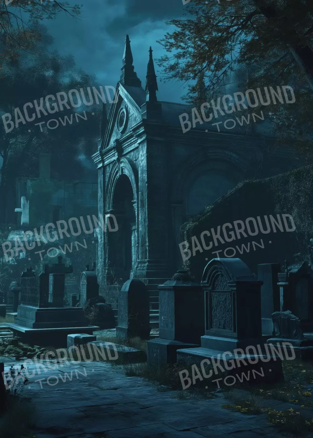 Dark Abandoned Mausoleums 5’X7’ Ultracloth (60 X 84 Inch) Backdrop