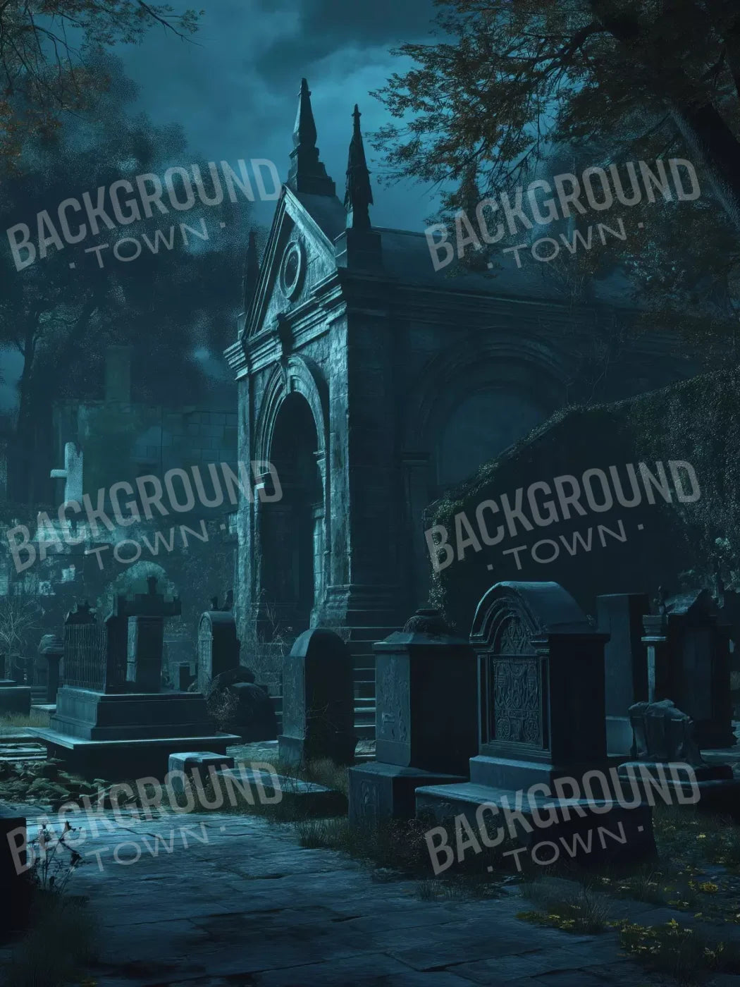Dark Abandoned Mausoleums 6’X8’ Fleece (72 X 96 Inch) Backdrop